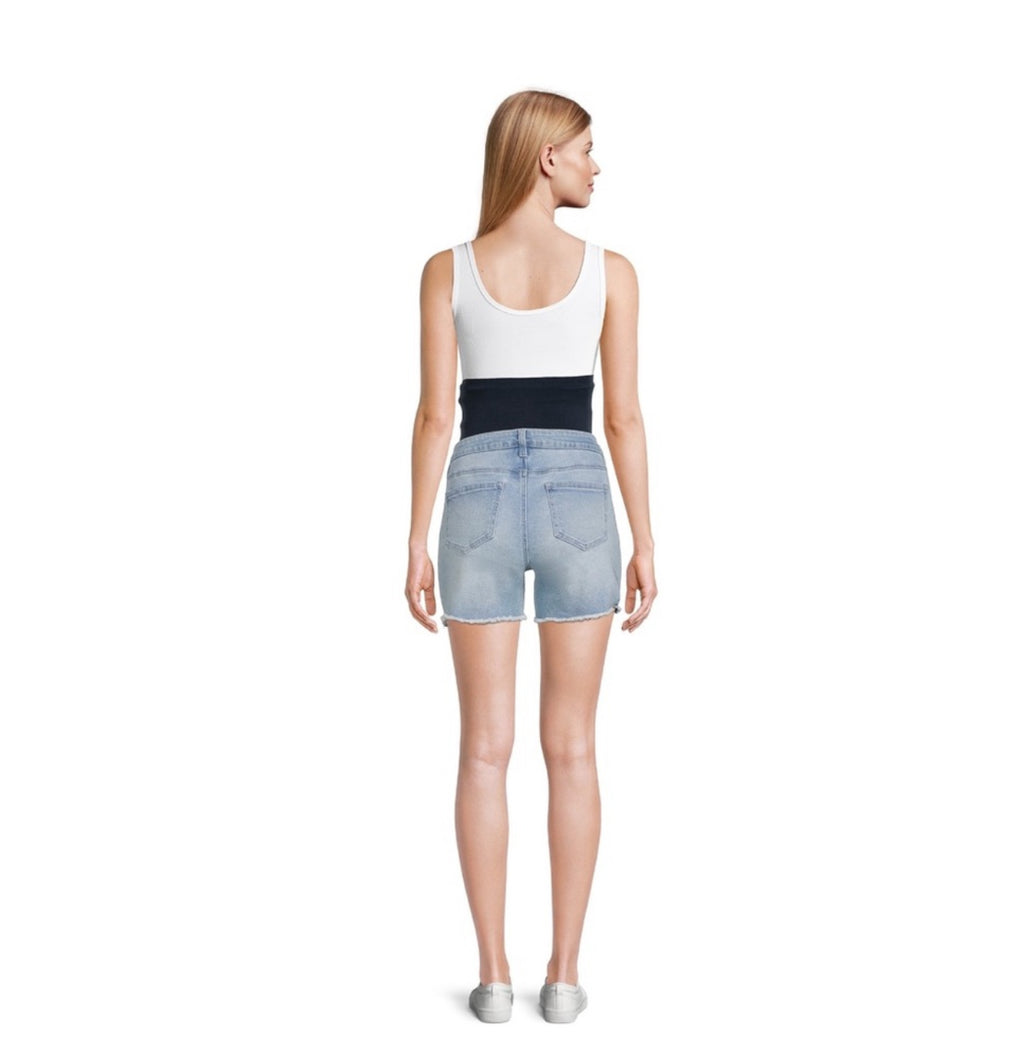 Women's Maternity Destructed Denim Shorts