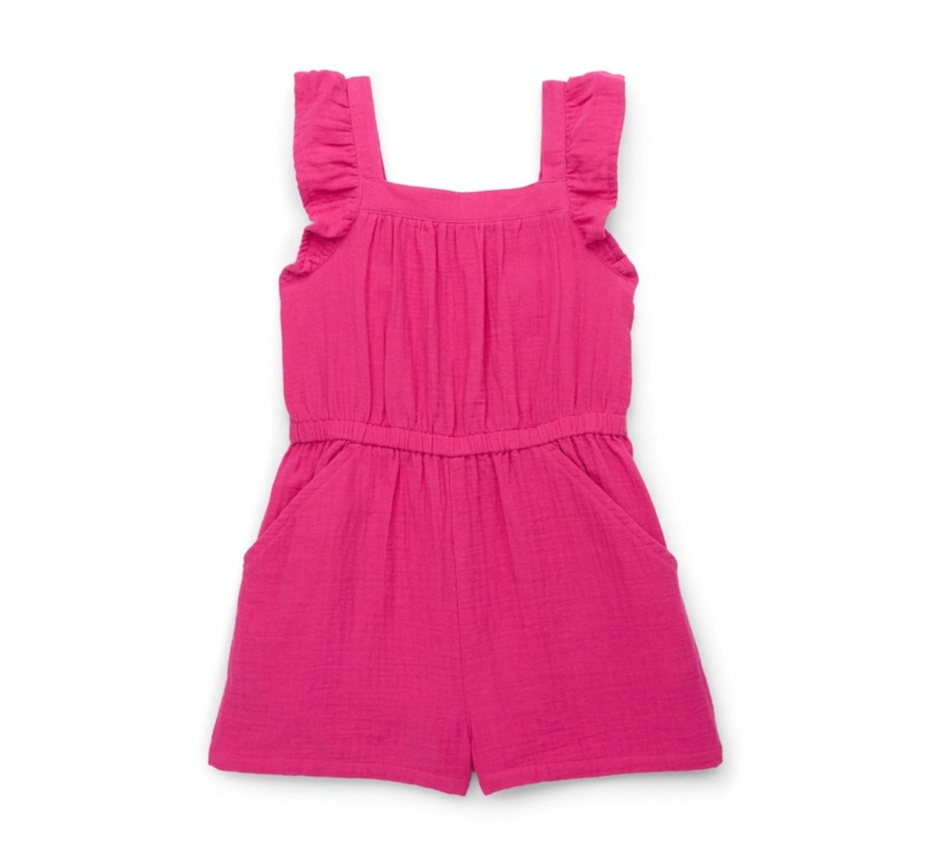 Girls Square Neck Romper with Flutter Sleeves