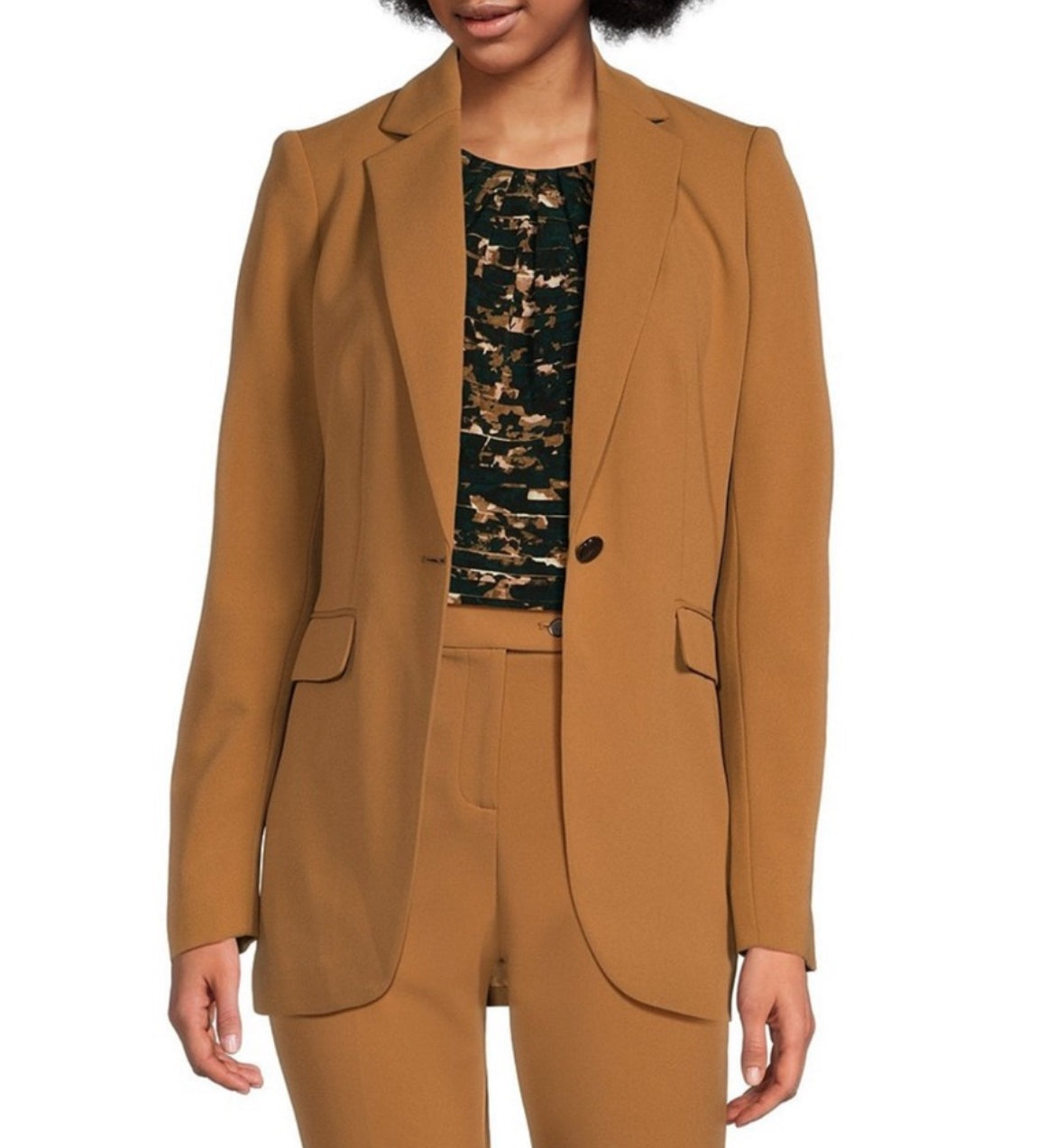 Calvin Klein Scuba Crepe Notch Lapel Long Sleeve 1-Button Blazer