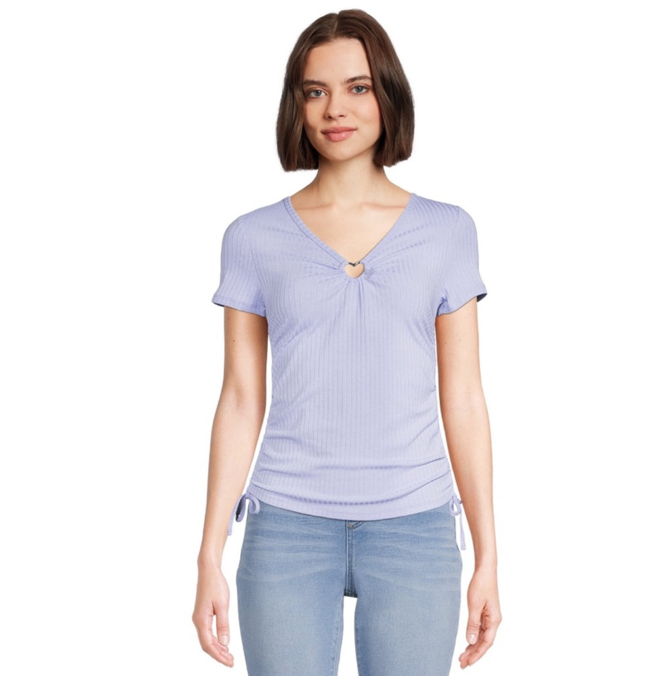 Side Ruched T-Shirt with Heart