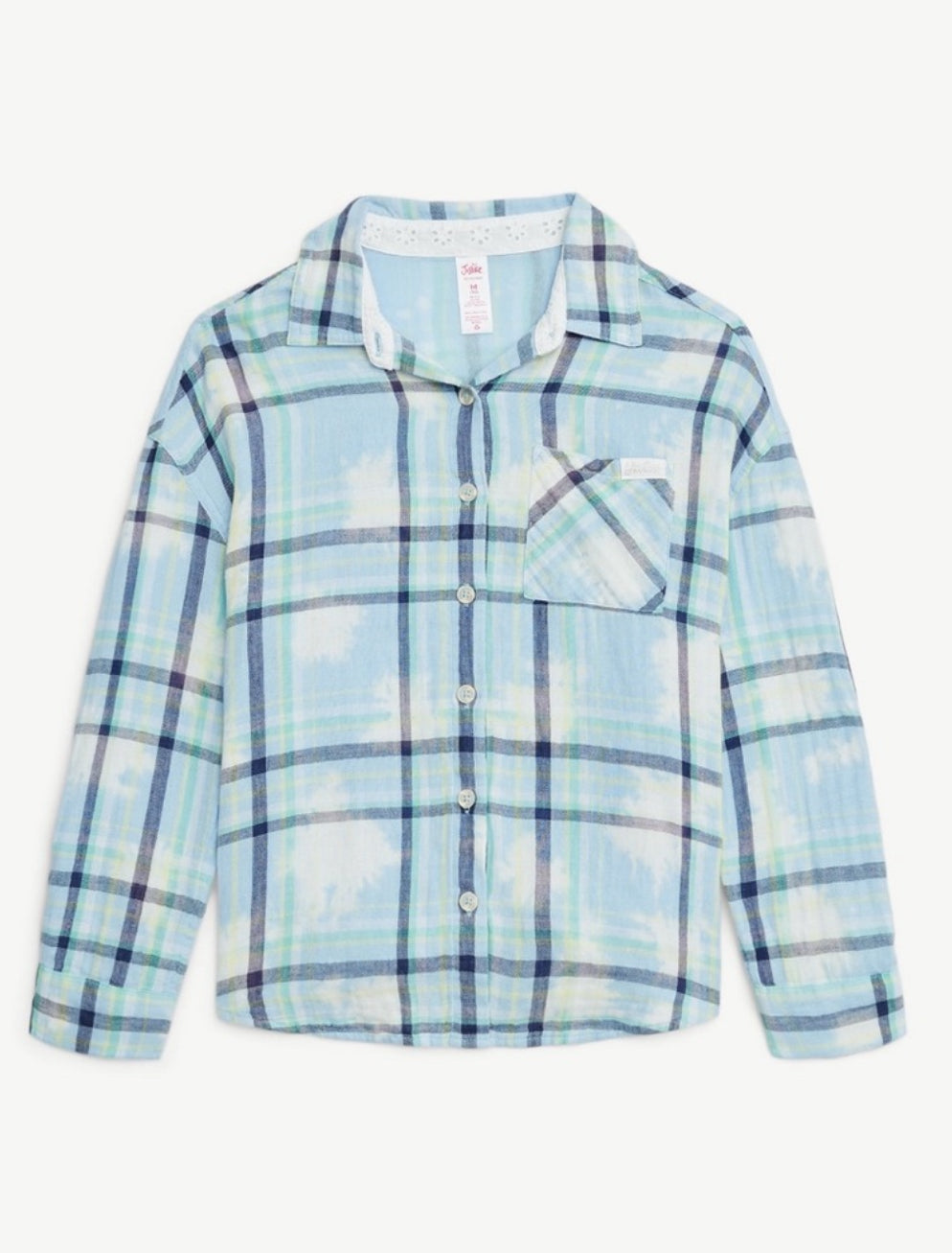 Justice Girl's Long Sleeve Plaid Flannel Collared Top