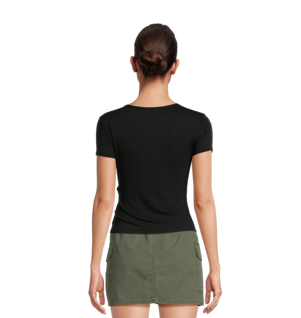 Asymmetric Hem Tee with Short Sleeves
