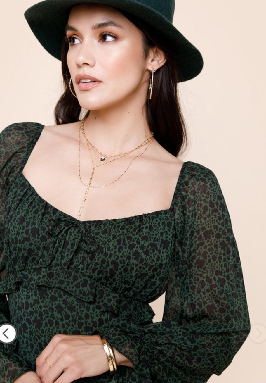 TRIXXI  Nadeen Long Sleeve Puff Mini Dress