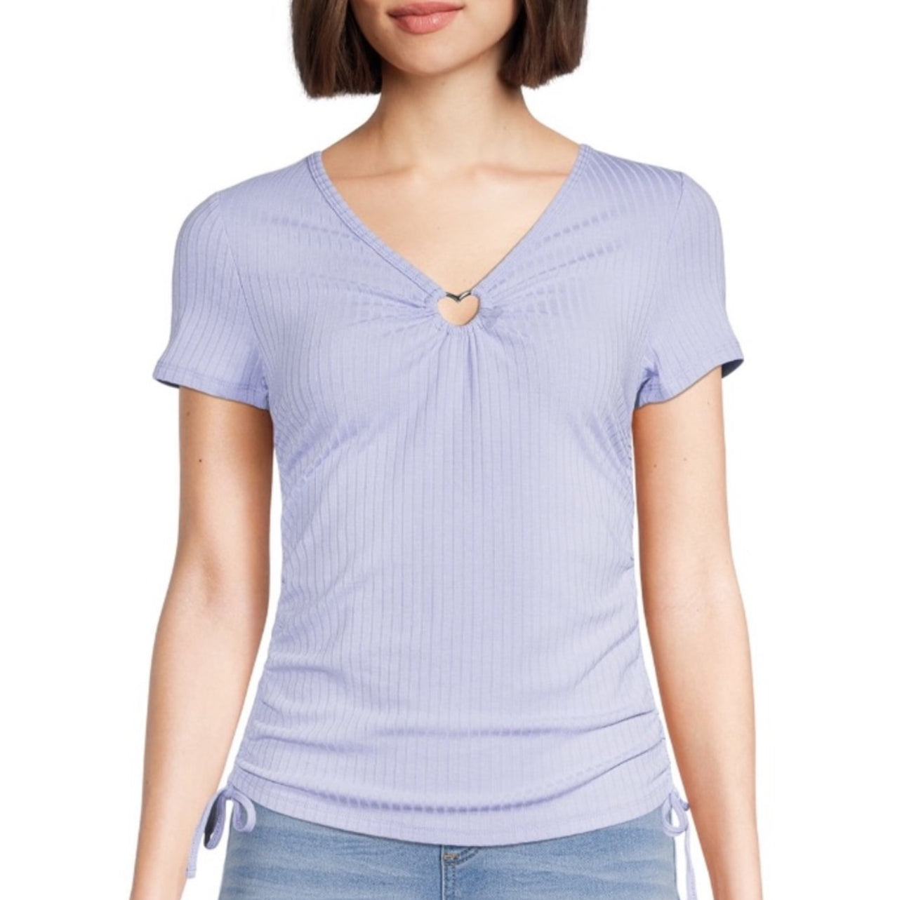 Side Ruched T-Shirt with Heart