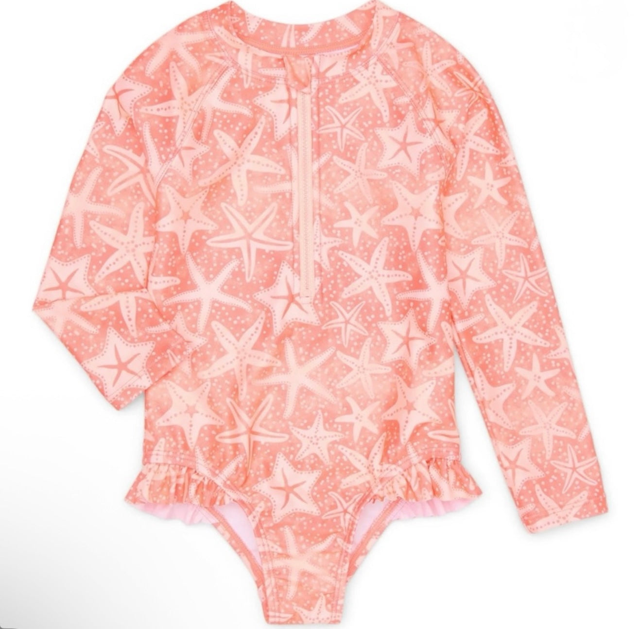 Baby Girls' Quarter Zip Ruffle Swimsuit with Long Sleeves,, size: 3T