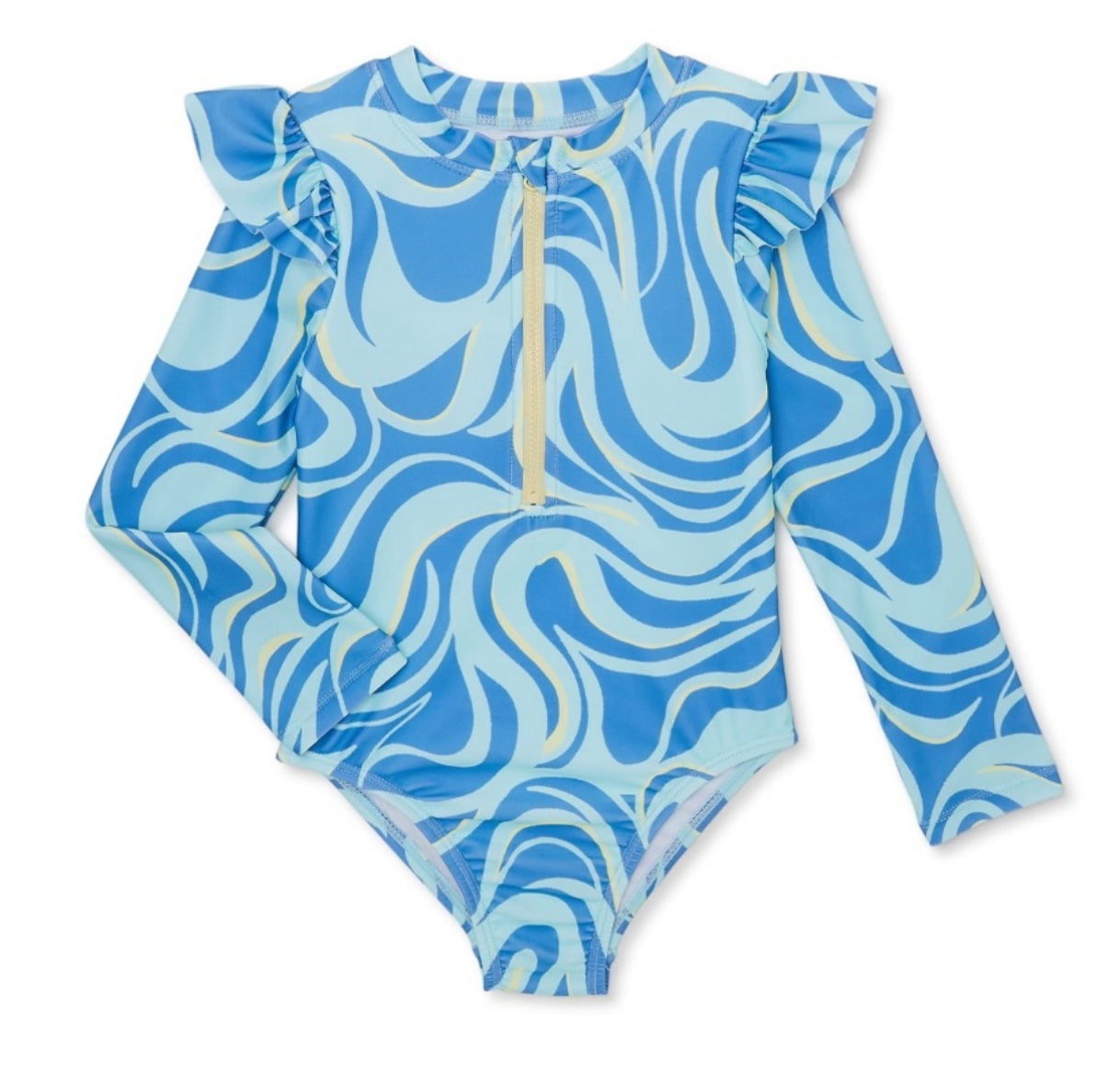 Baby and Toddler Girl Zip Rashguard Swimsuit, 1-Piece