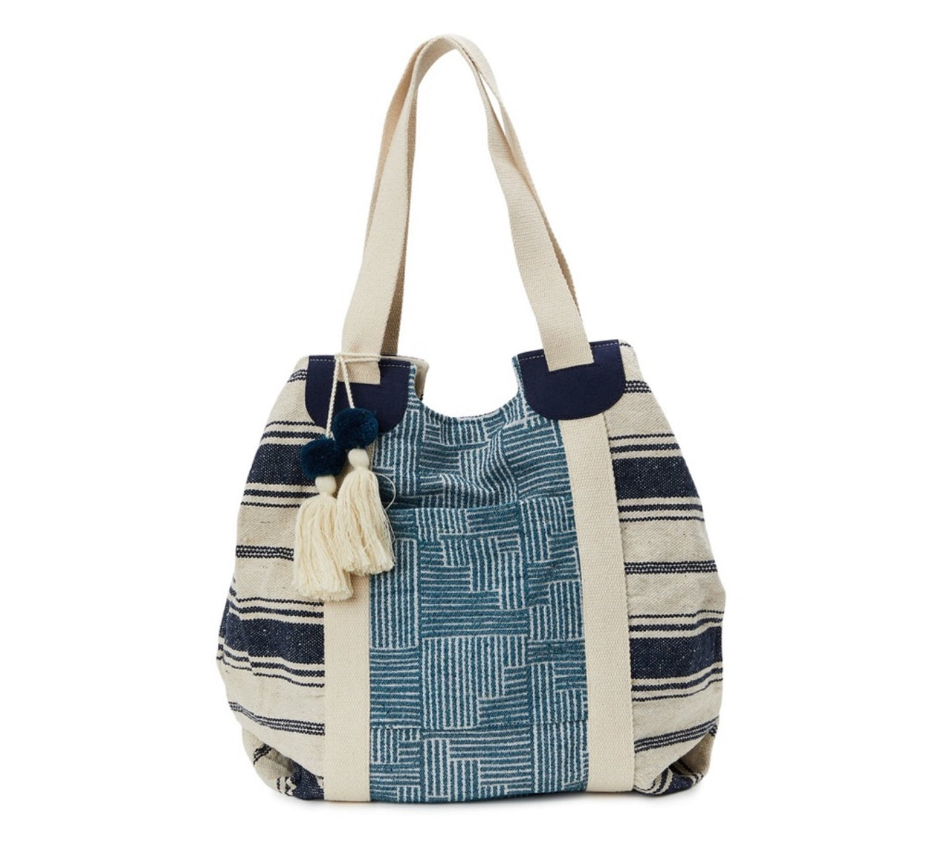 Woven Tote Beach Handbag Blue