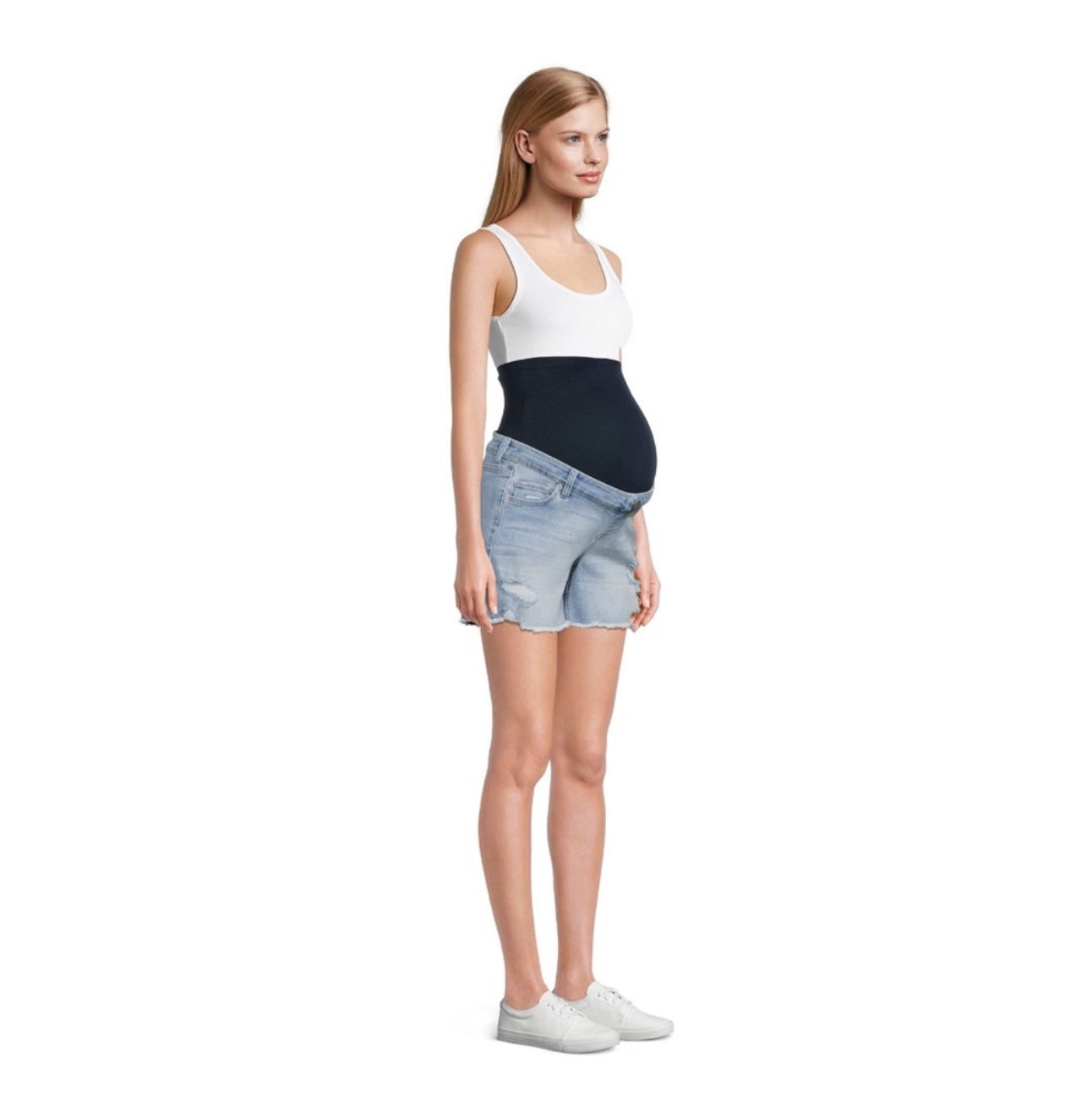 Women's Maternity Destructed Denim Shorts