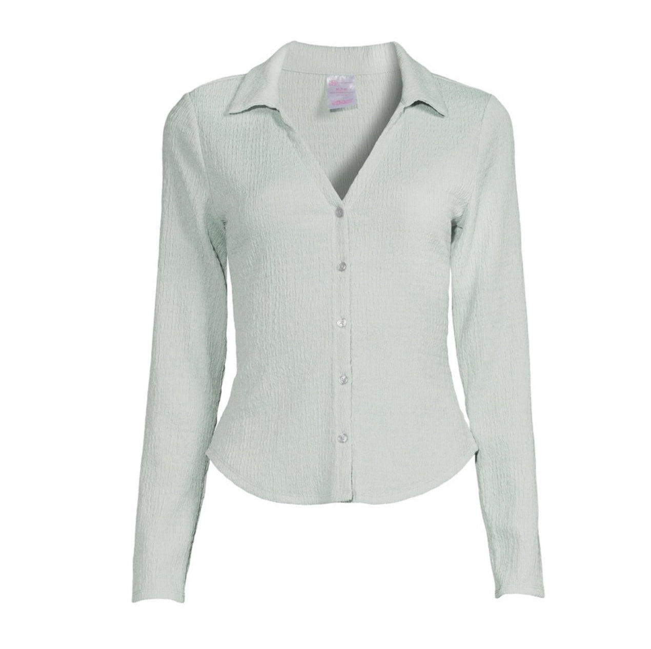 Button Front Top with Long Sleeves, Size: M(7-9)