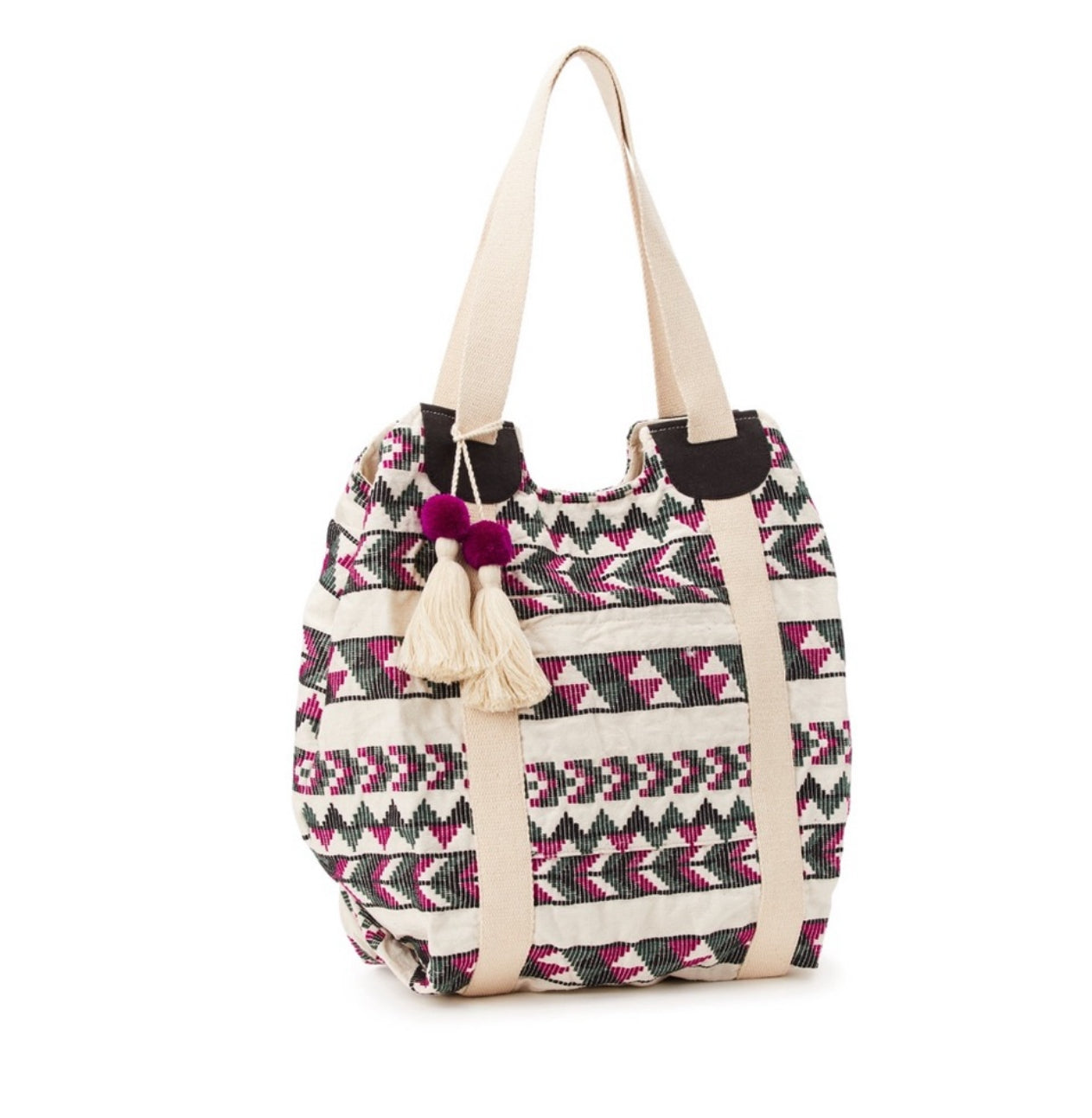 Woven Beach Tote Handbag, Purple