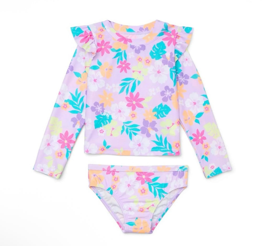 Piece Long-Sleeve Ruffle Rashguard Set for Toddlers, LavenderTouch size: 12M