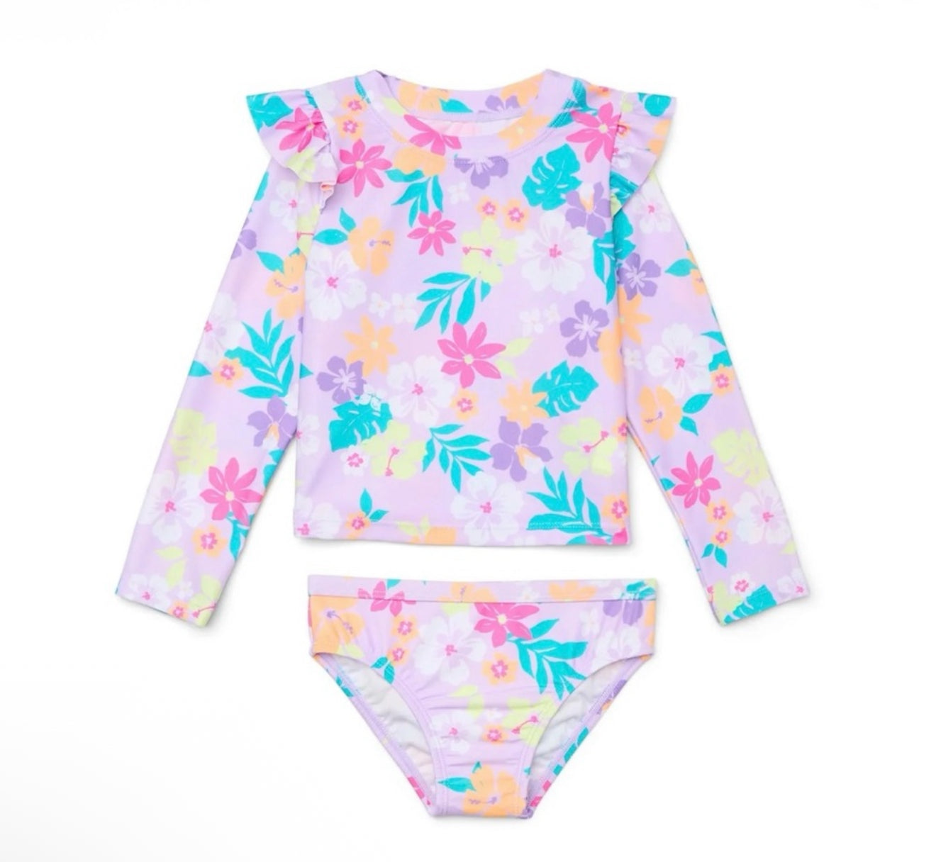 Piece Long-Sleeve Ruffle Rashguard Set for Toddlers, LavenderTouch size: 12M