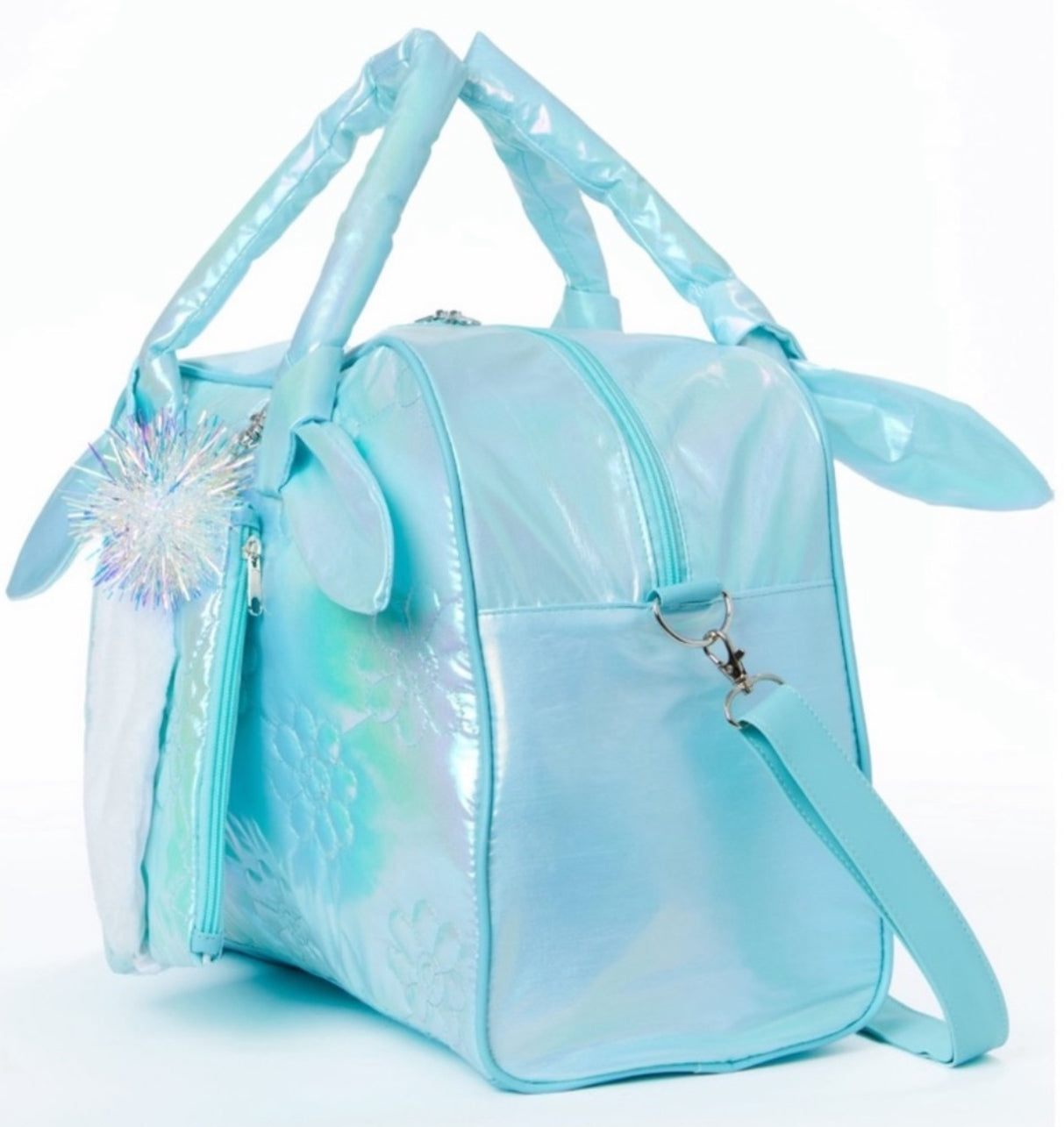 Wonder Nation Girl's Iridescent Floral Weekender Duffle Handbag Set Blue