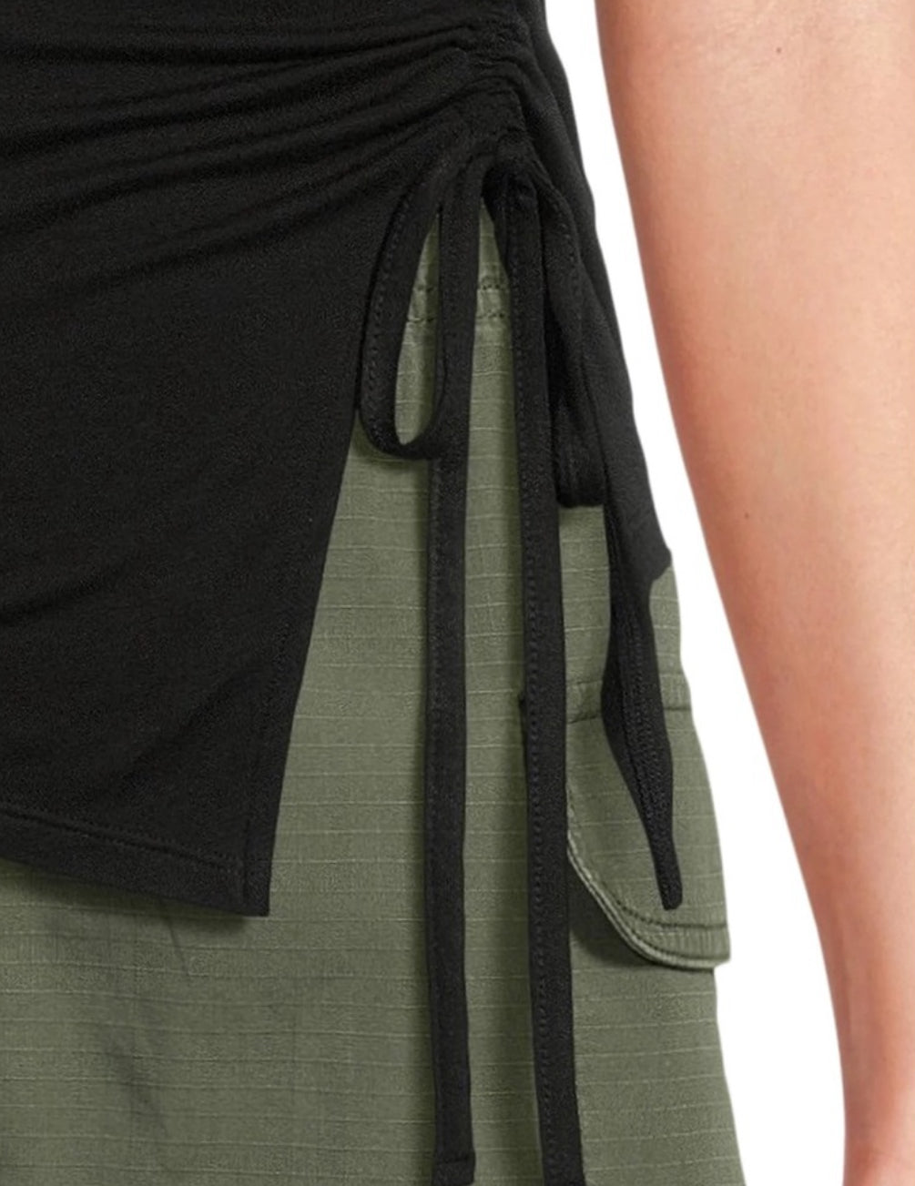 Asymmetric Hem Tee with Short Sleeves