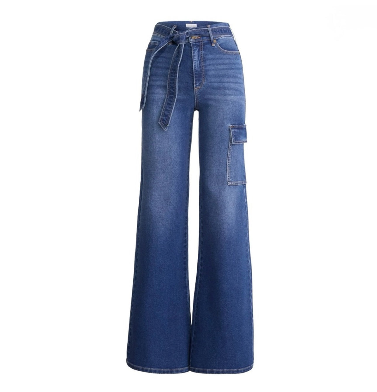 SofiabySofiaVergara Margot High-Rise Wide-Leg Cargo Jeans with Belt size: 18
