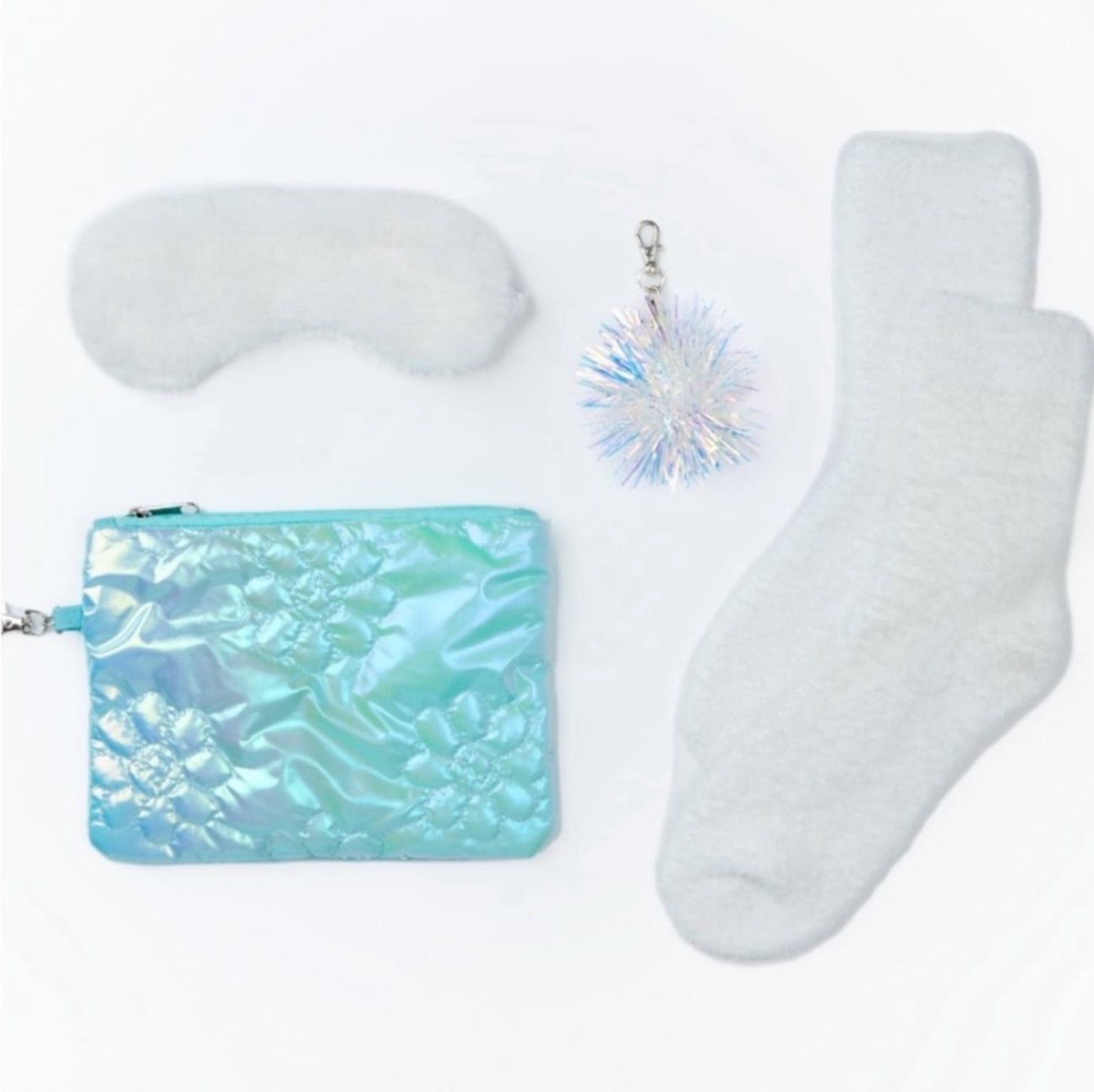 Wonder Nation Girl's Iridescent Floral Weekender Duffle Handbag Set Blue