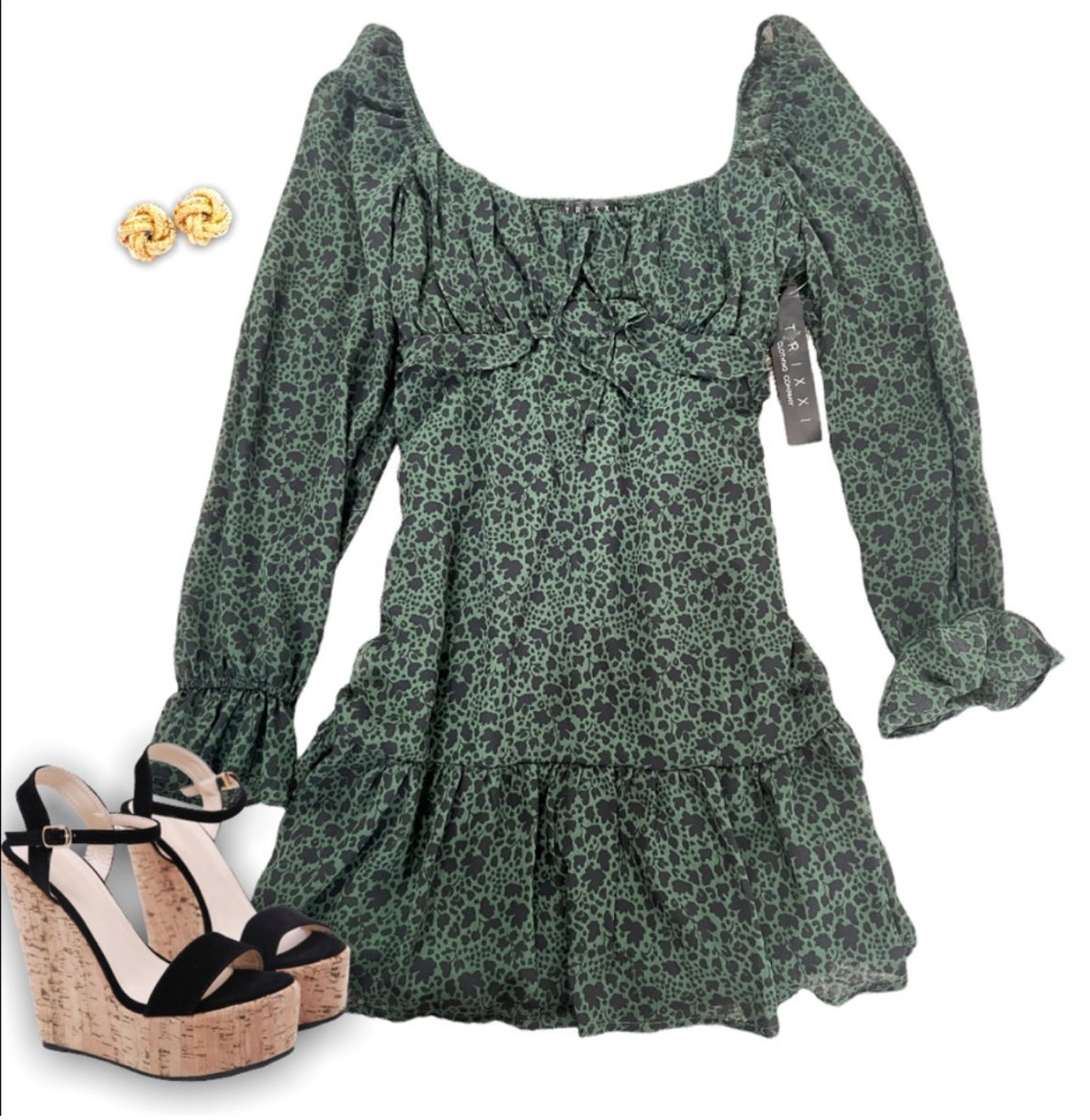 TRIXXI  Nadeen Long Sleeve Puff Mini Dress