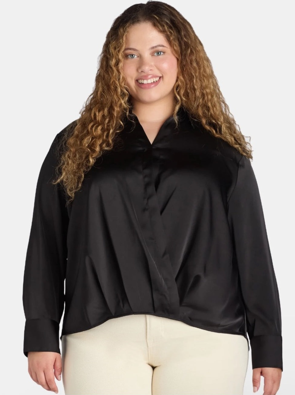 Women's Satin Surplice Blouse