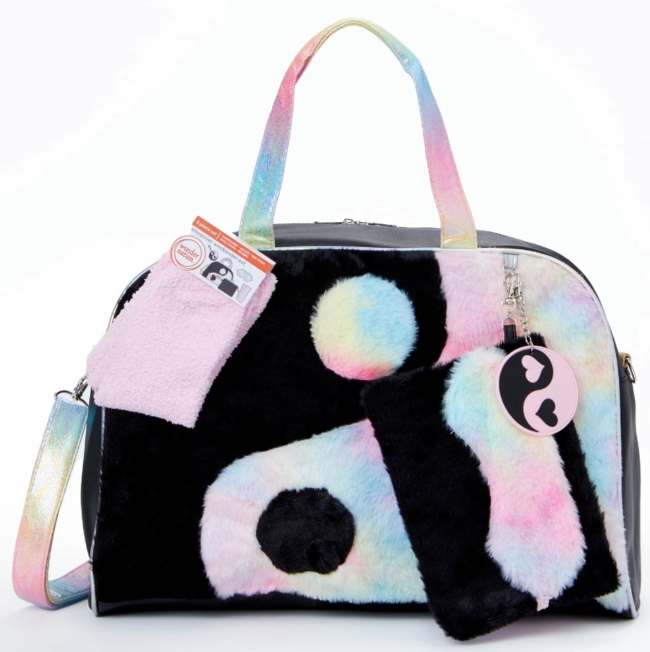 Wonder Nation Duffle Handbag Set Black & Pink