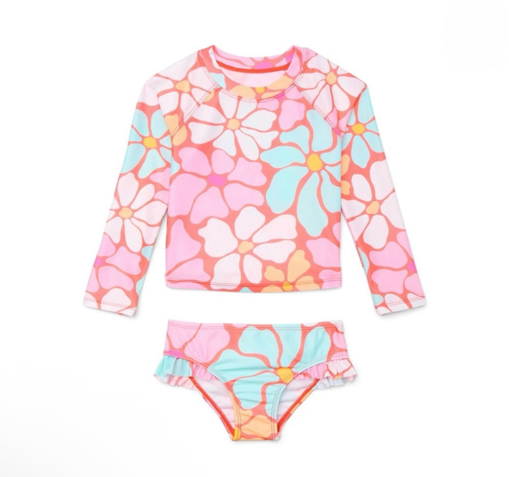 Piece Toddler Girls Long Sleeve Rashguard and Swim Brief Set SIZE: 12M