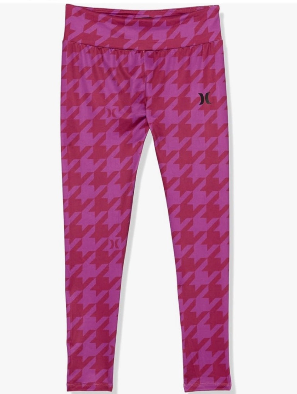 Hurley Pink HIGH RISE FIT Houndstooth Leggings size: L