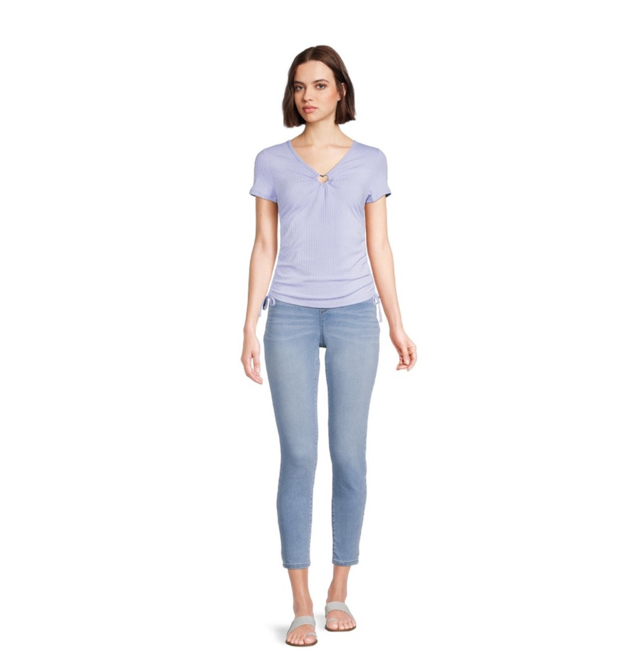 Side Ruched T-Shirt with Heart