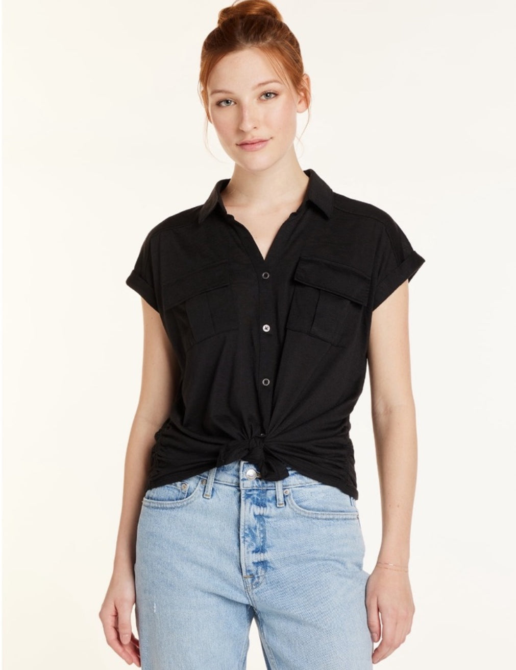 Front Cargo Shirt with Short Sleeves, Size: S (3-5)