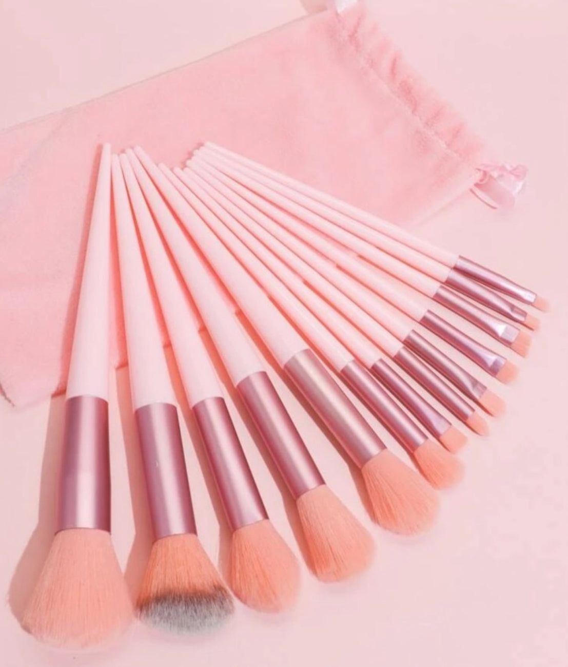 13-Piece Pink Makeup Brushes Set with Easy-to-Use