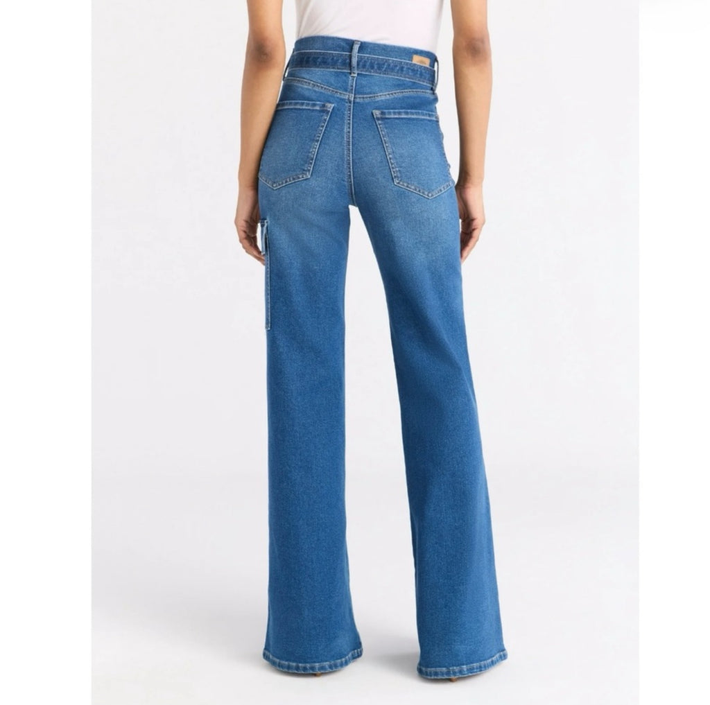 SofiabySofiaVergara Margot High-Rise Wide-Leg Cargo Jeans with Belt size: 18