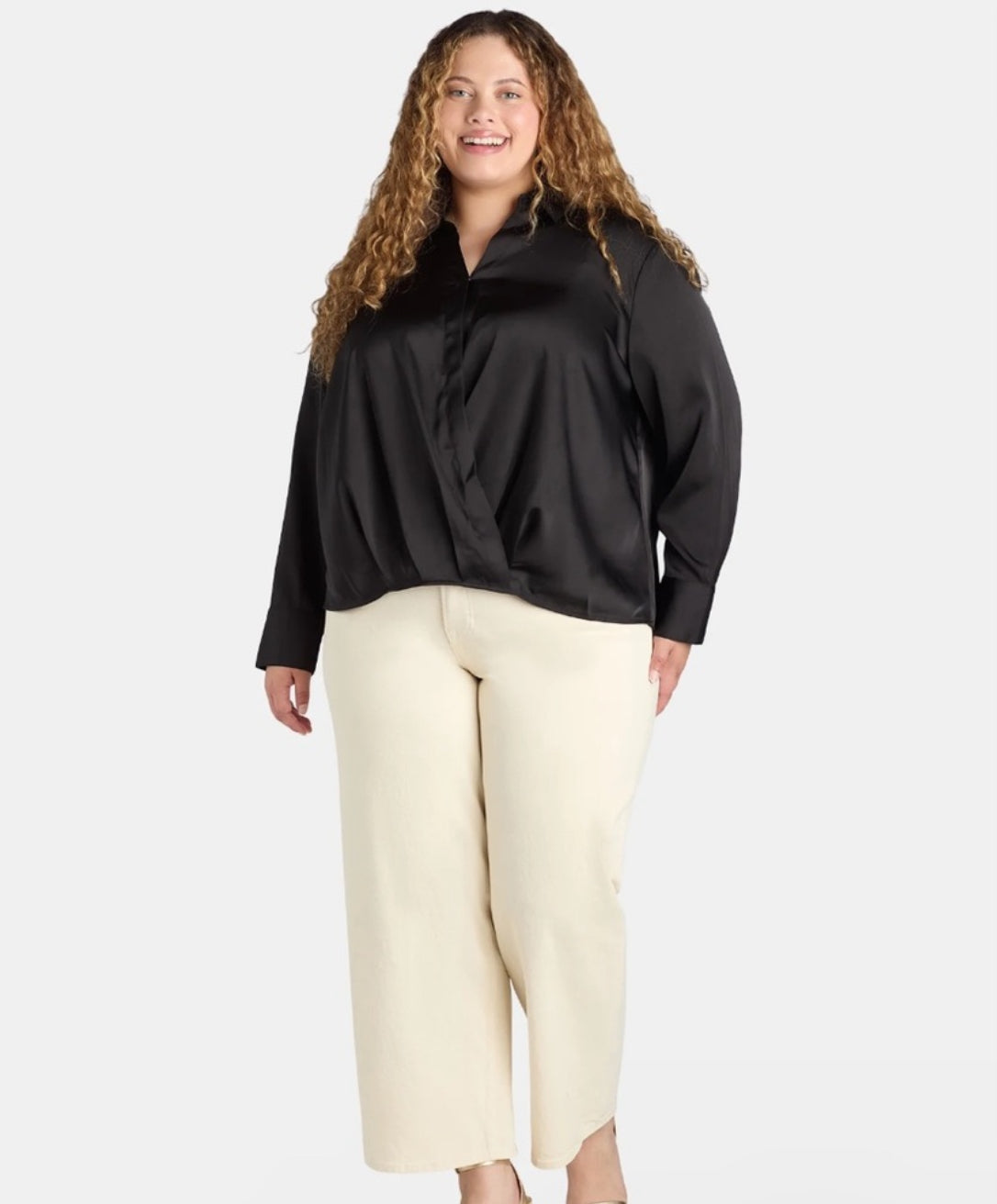 Women's Satin Surplice Blouse