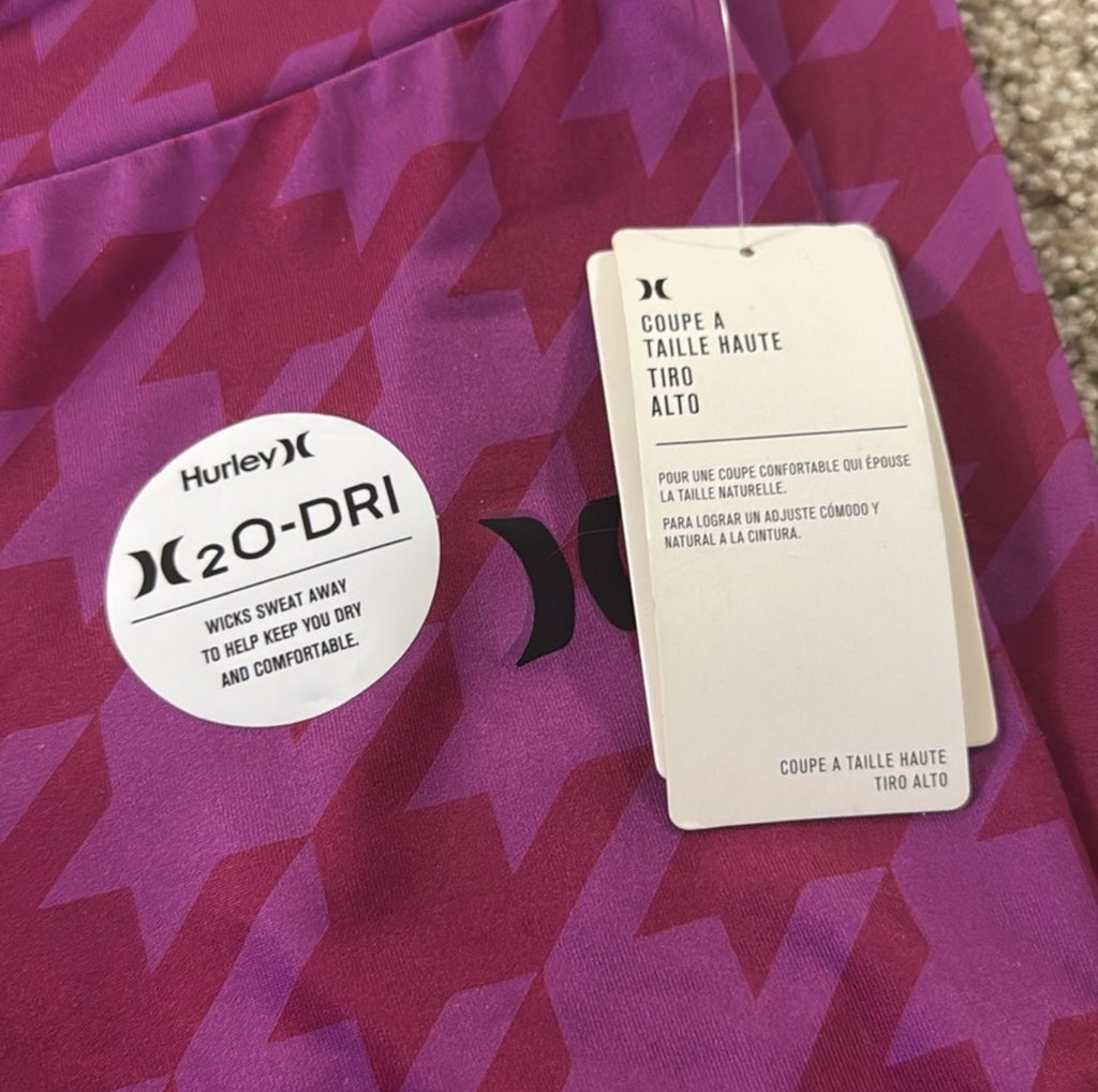 Hurley Pink HIGH RISE FIT Houndstooth Leggings size: M