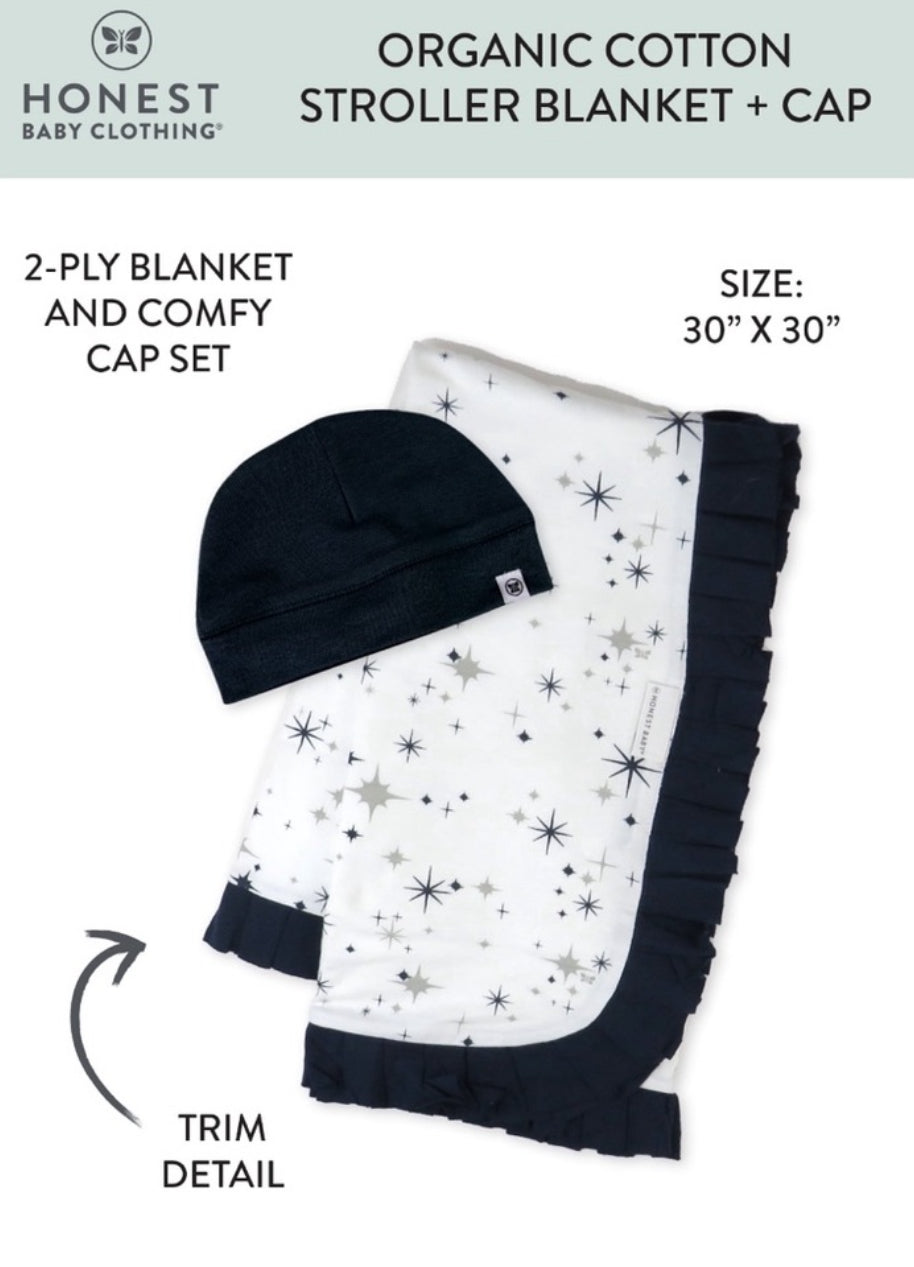 Baby Clothing Boy/Girl Stroller Blanket and Beanie Hat Gift Set