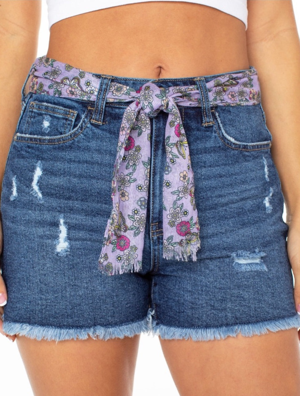 Celebrity Pink Sash Belted Short