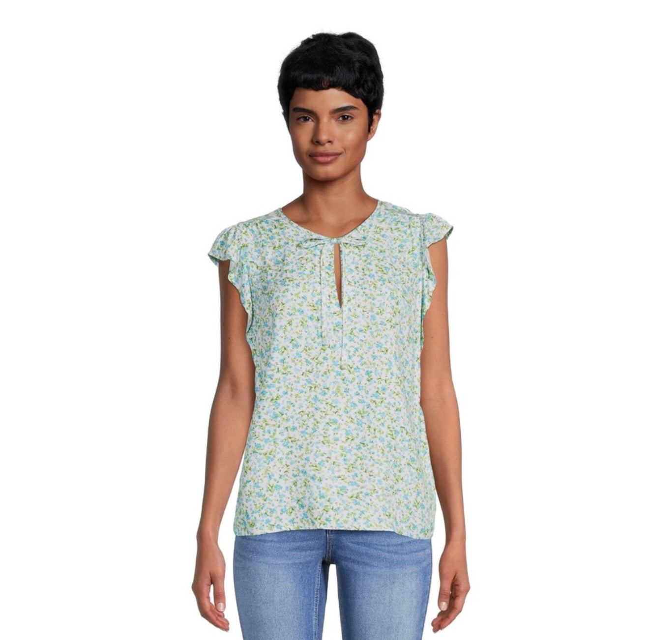 Women's Woven Ruffle Tank Top