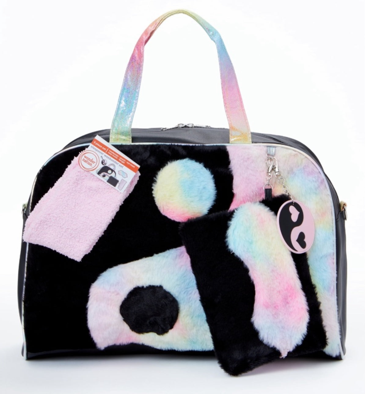 Wonder Nation Duffle Handbag Set Black & Pink
