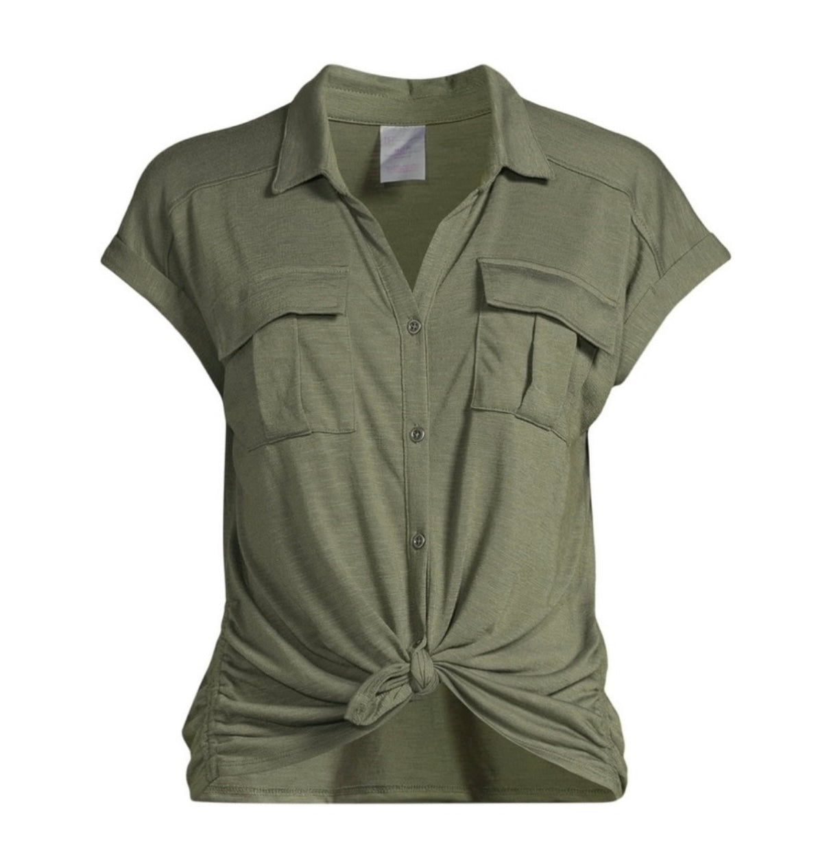 Tie Front Cargo Shirt with ShortSleeves, Size: S(3-5)