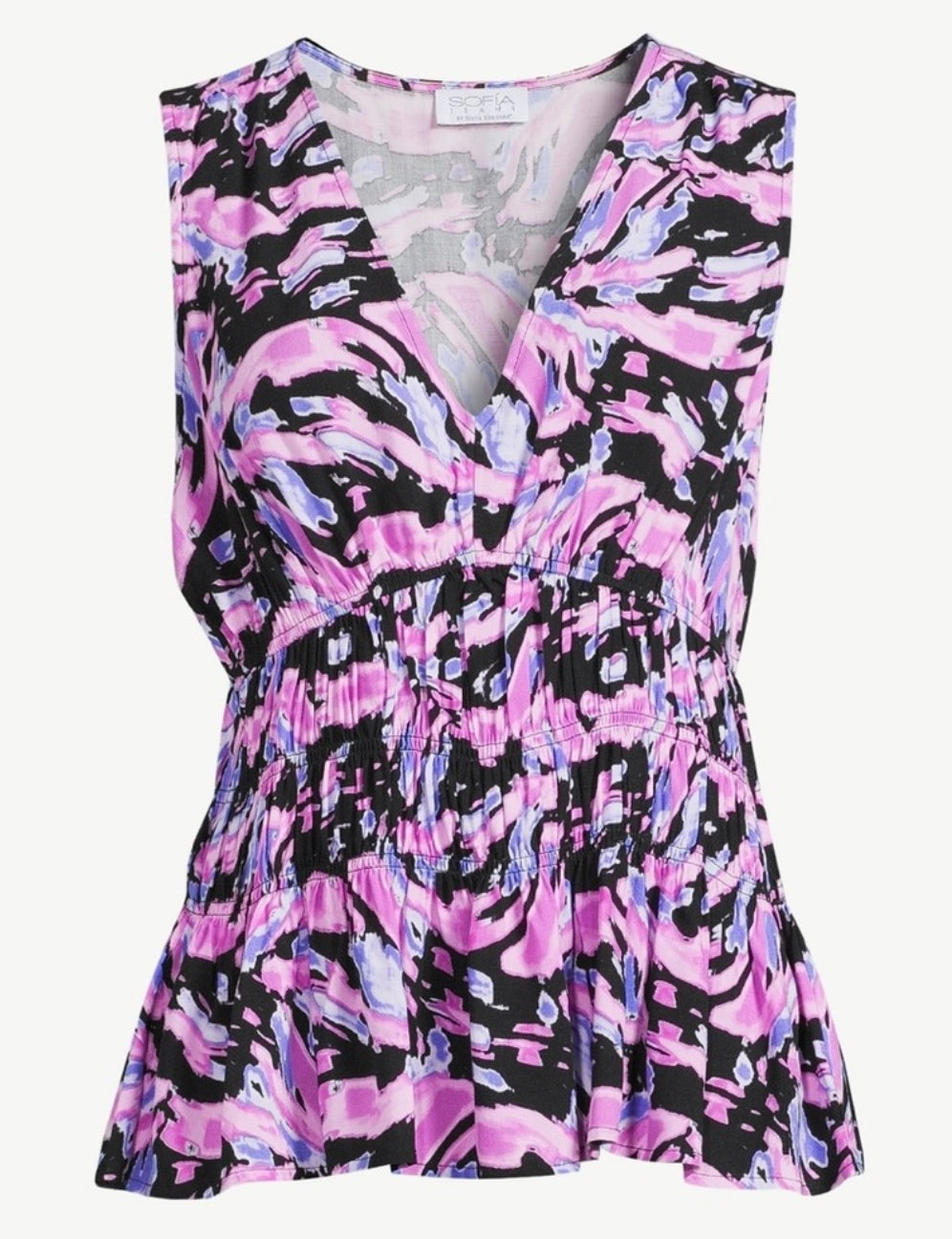 Sofia Jeans by Sofia Vergara Women's Smocked Peplum Top Size: M