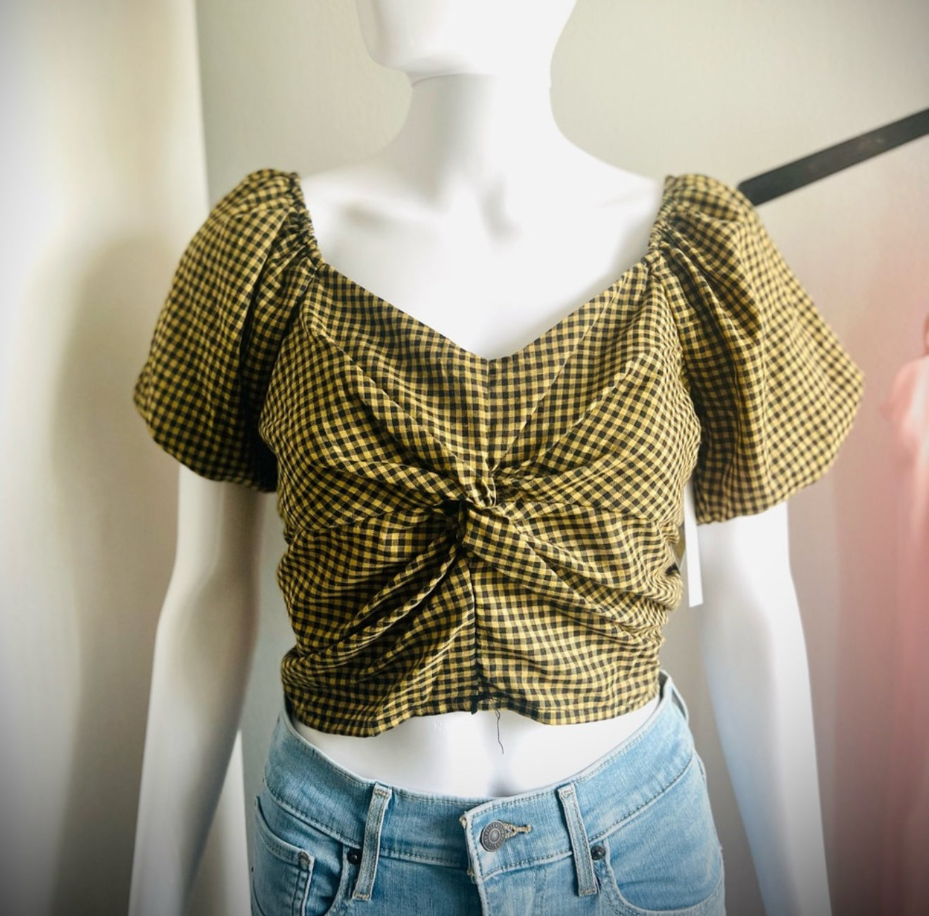 Blouse lily•Star Checkered Crop Top