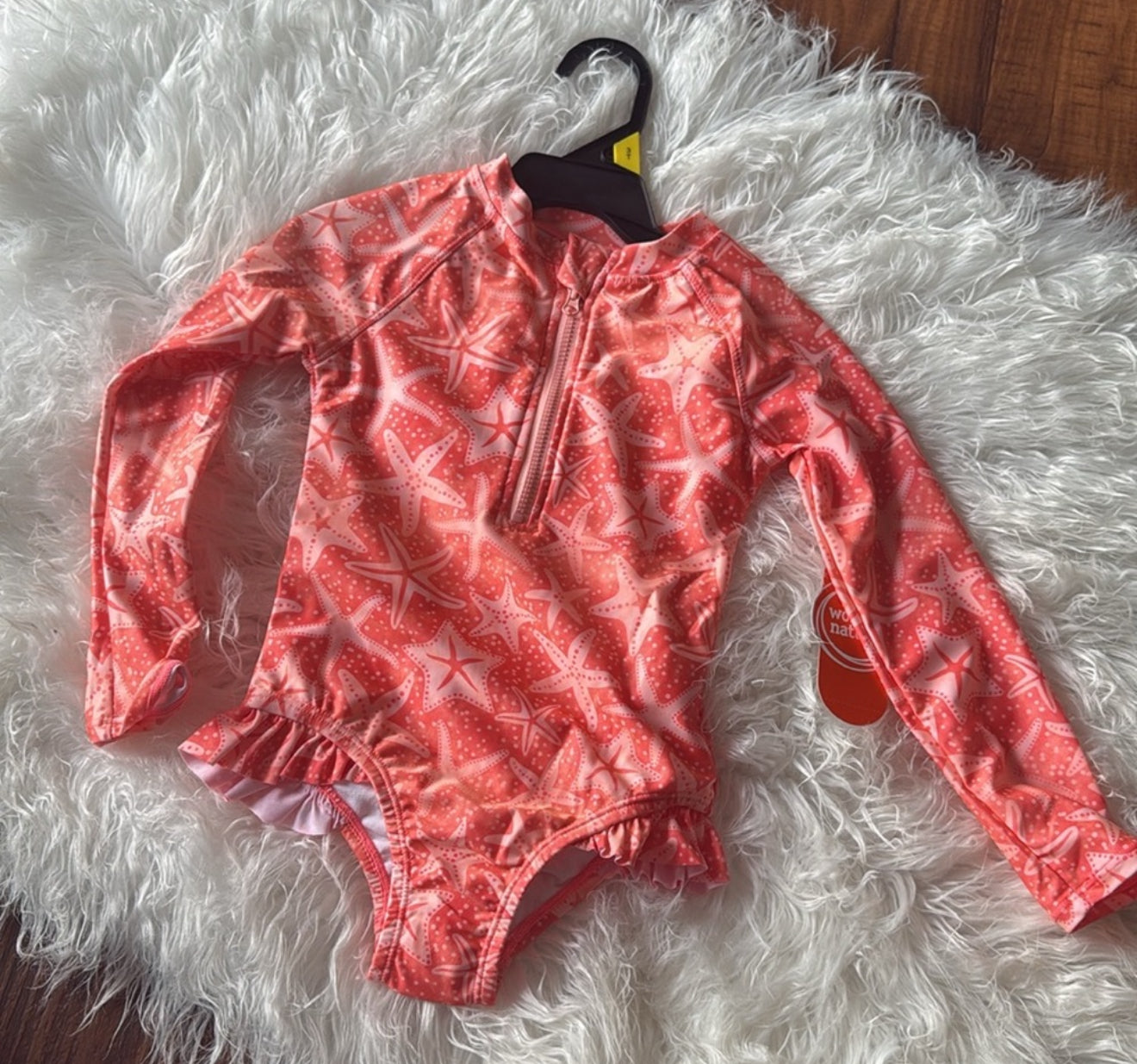 Baby Girls' Quarter Zip Ruffle Swimsuit with Long Sleeves,, size: 3T