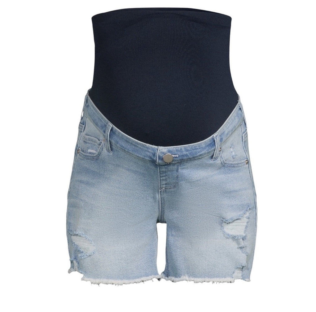 Women's Maternity Destructed Denim Shorts