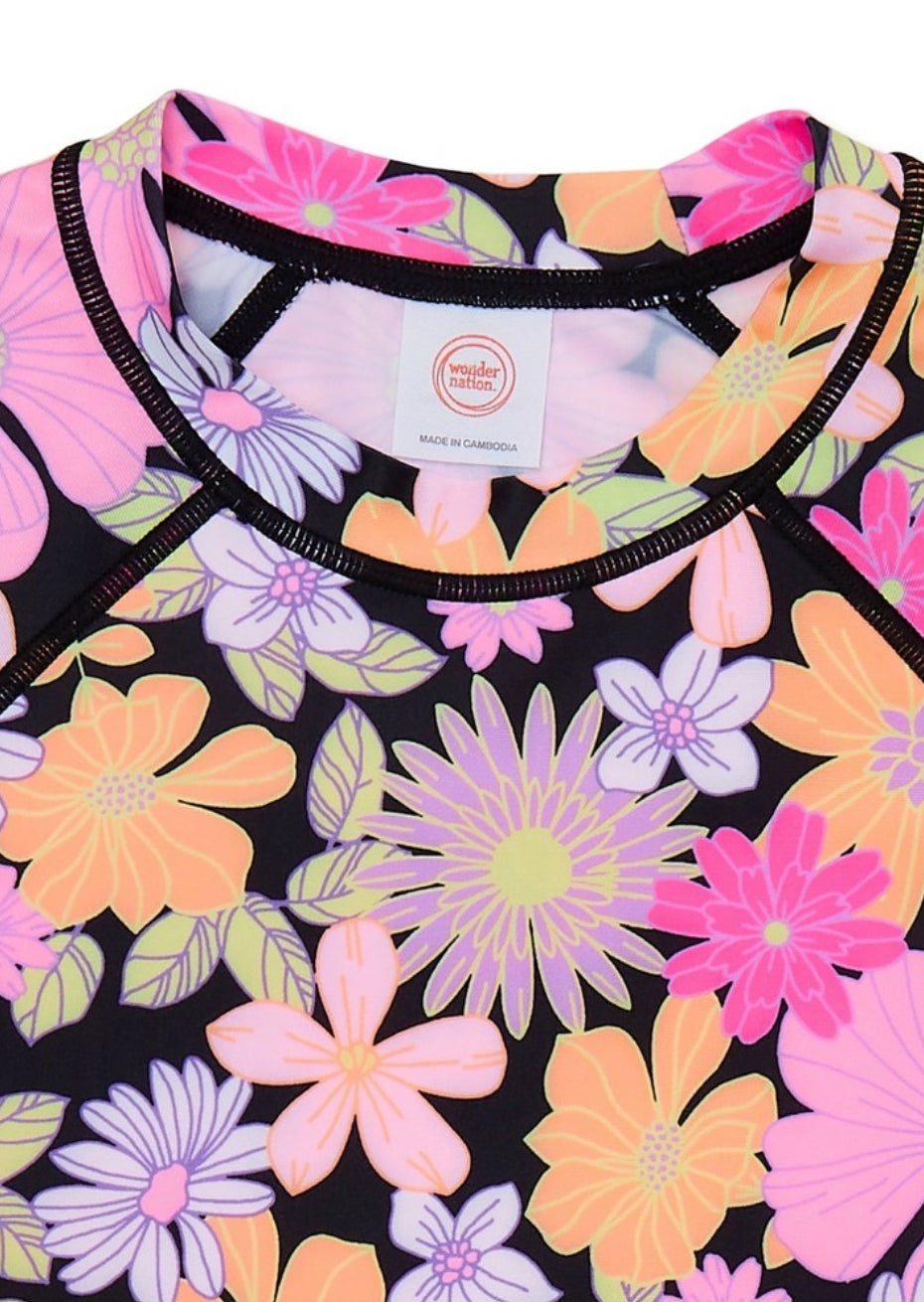 Wonder Nation Girls Rash Guard and Bikini Size: XS (4-5)