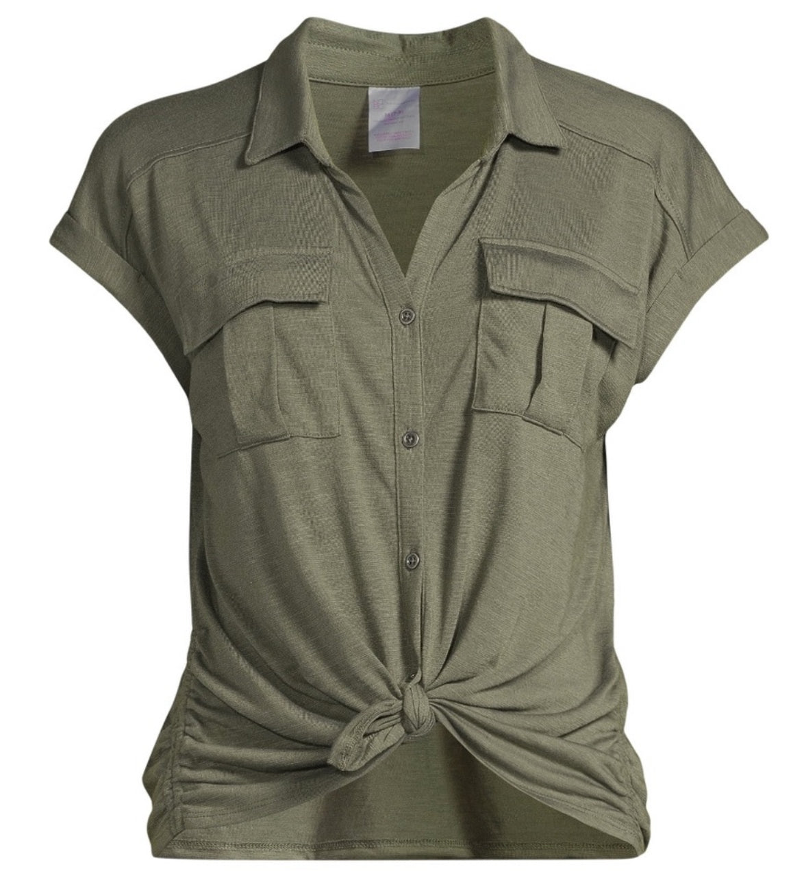 Tie Front Cargo Shirt with ShortSleeves, Size: S(3-5)