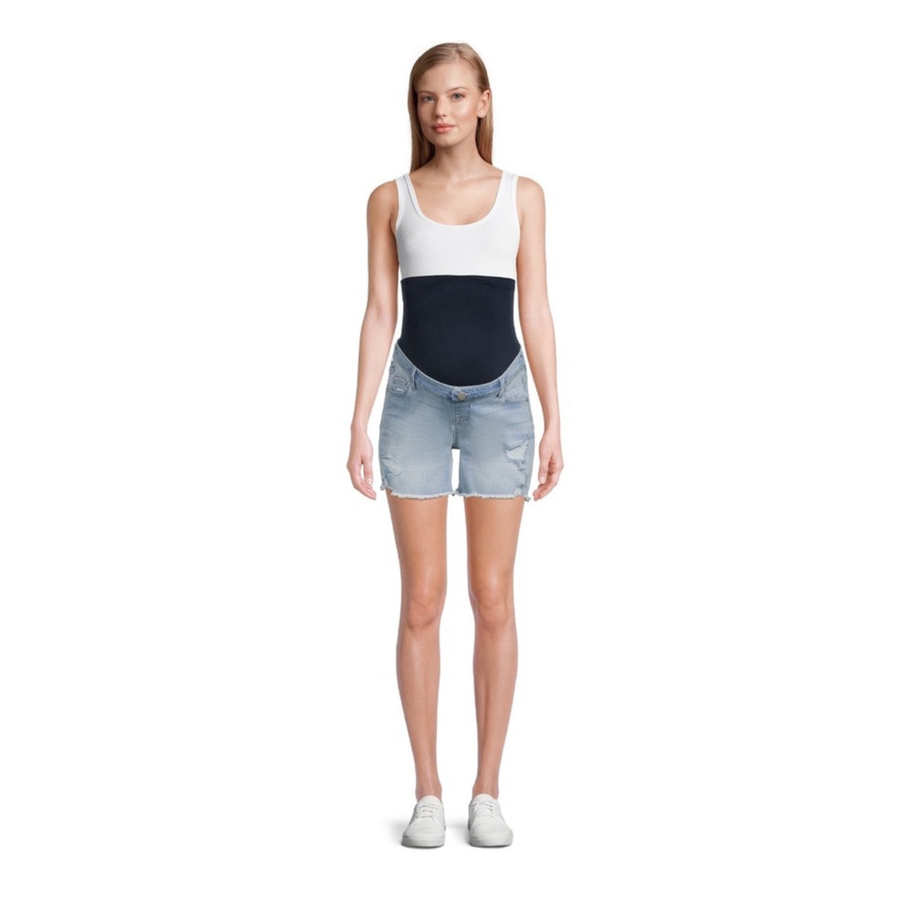 Women's Maternity Destructed Denim Shorts