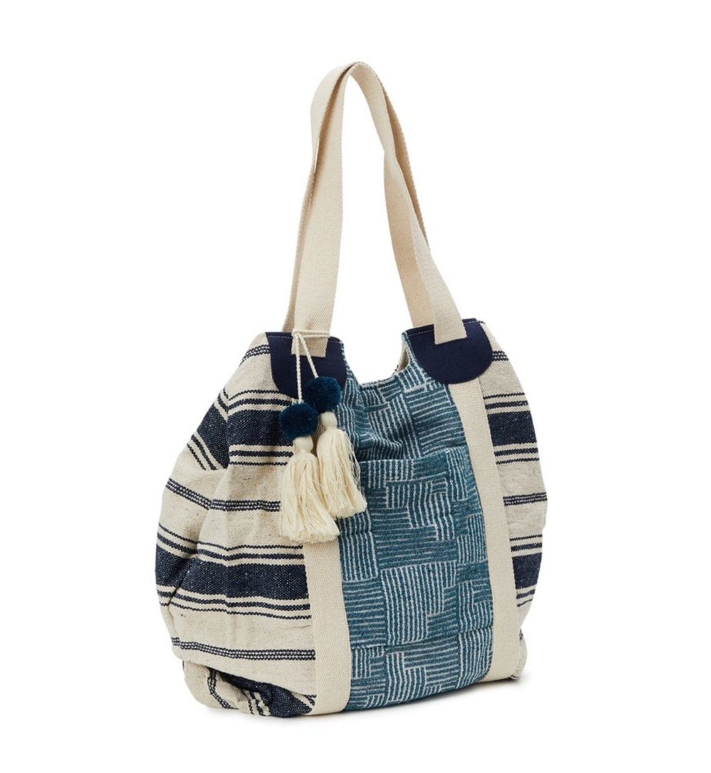 Woven Tote Beach Handbag Blue