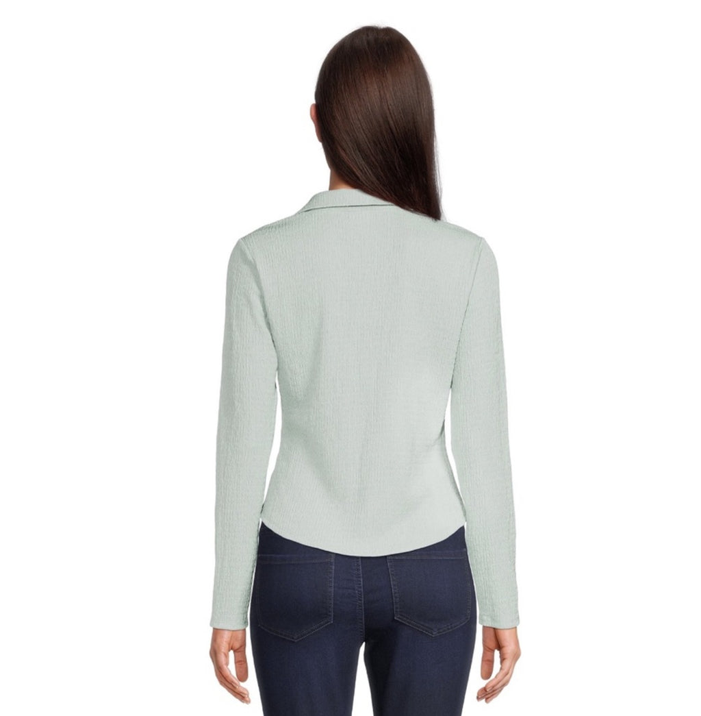 Button Front Top with Long Sleeves, Size: M(7-9)