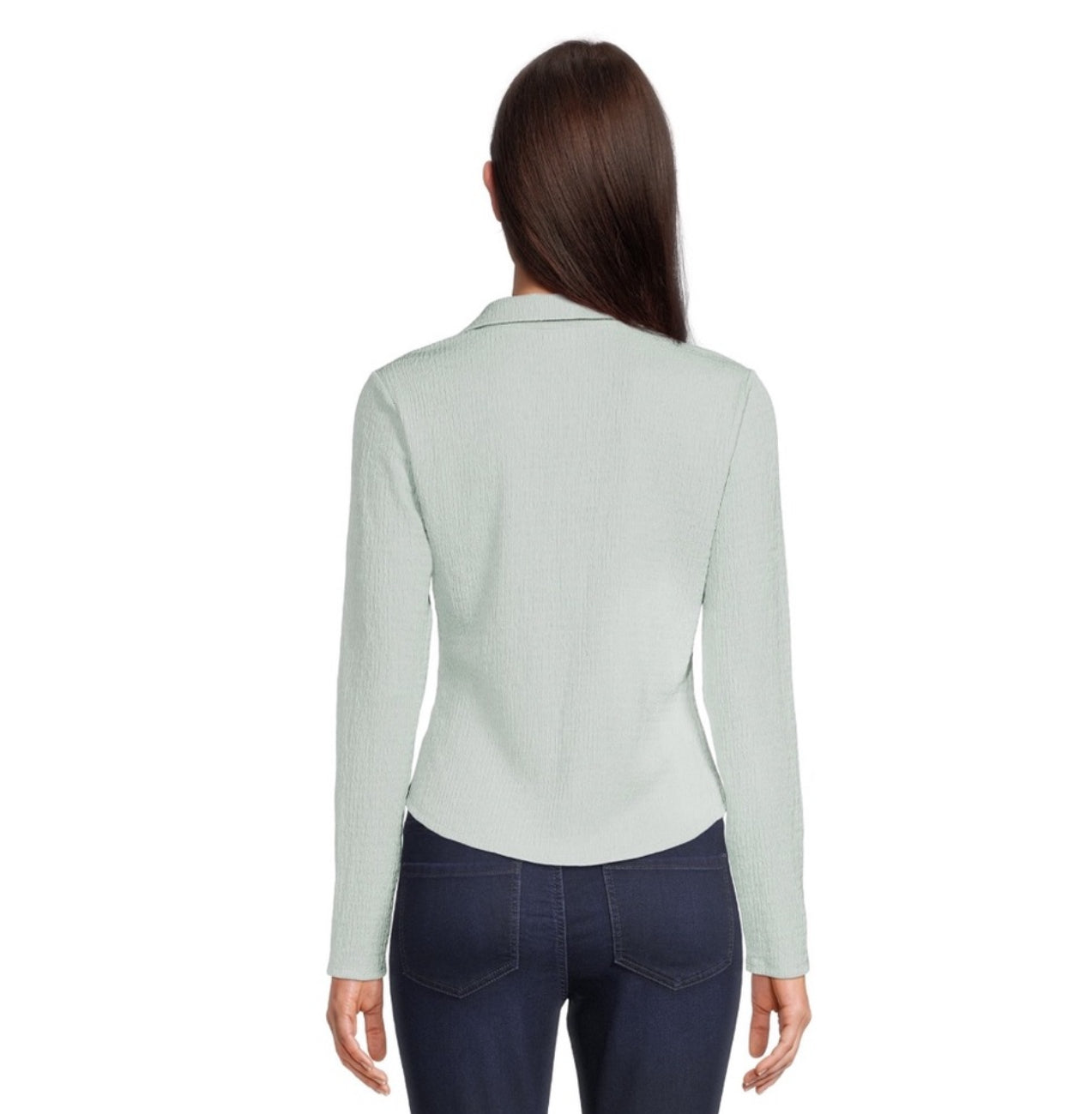 Button Front Top with Long Sleeves, Size: M(7-9)