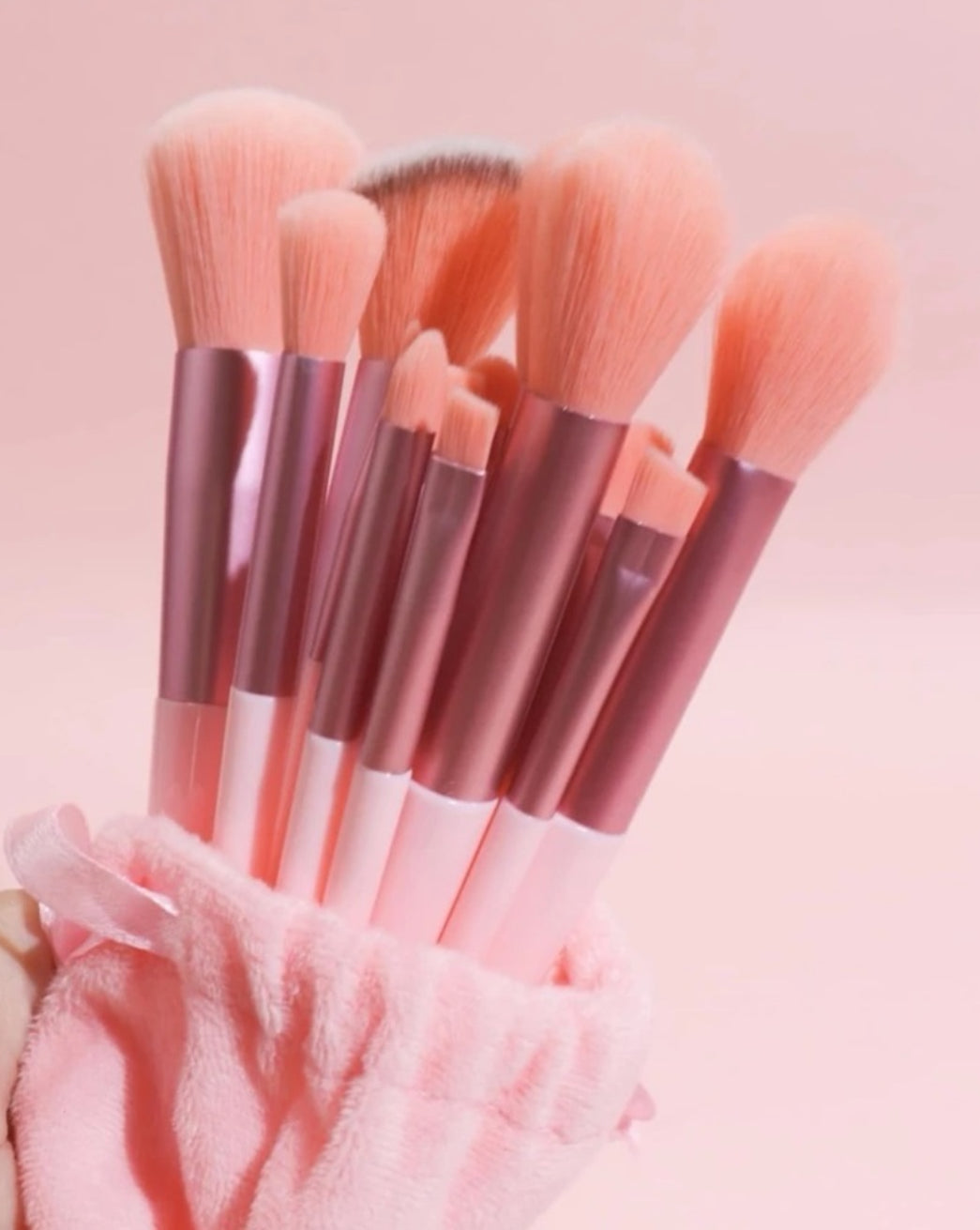 13-Piece Pink Makeup Brushes Set with Easy-to-Use