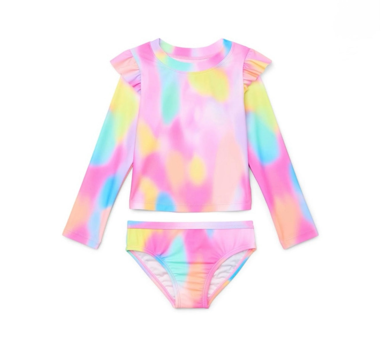 Girls' Long-Sleeved Ruffled Sun Protection Swimsuit Sets