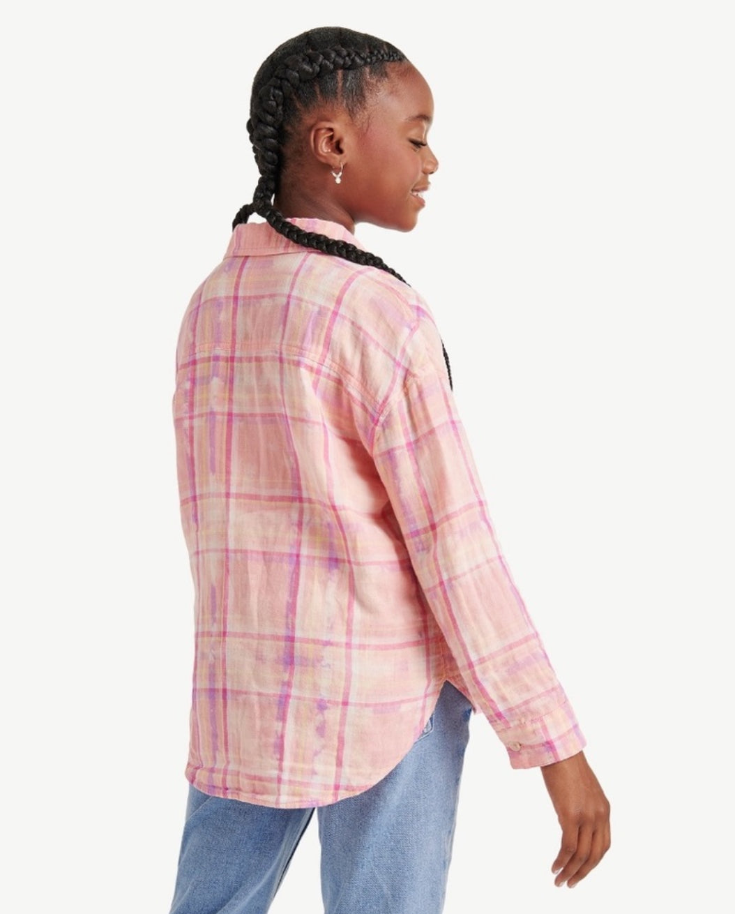 Justice Girl's Long Sleeve Plaid Flannel Collared Top