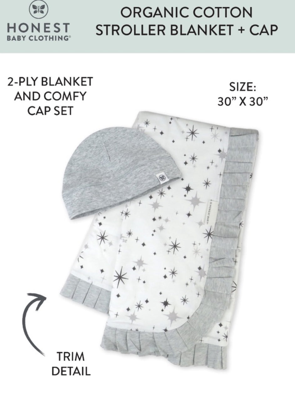 Baby Clothing Boy/Girl Stroller Blanket and Beanie Hat Gift Set